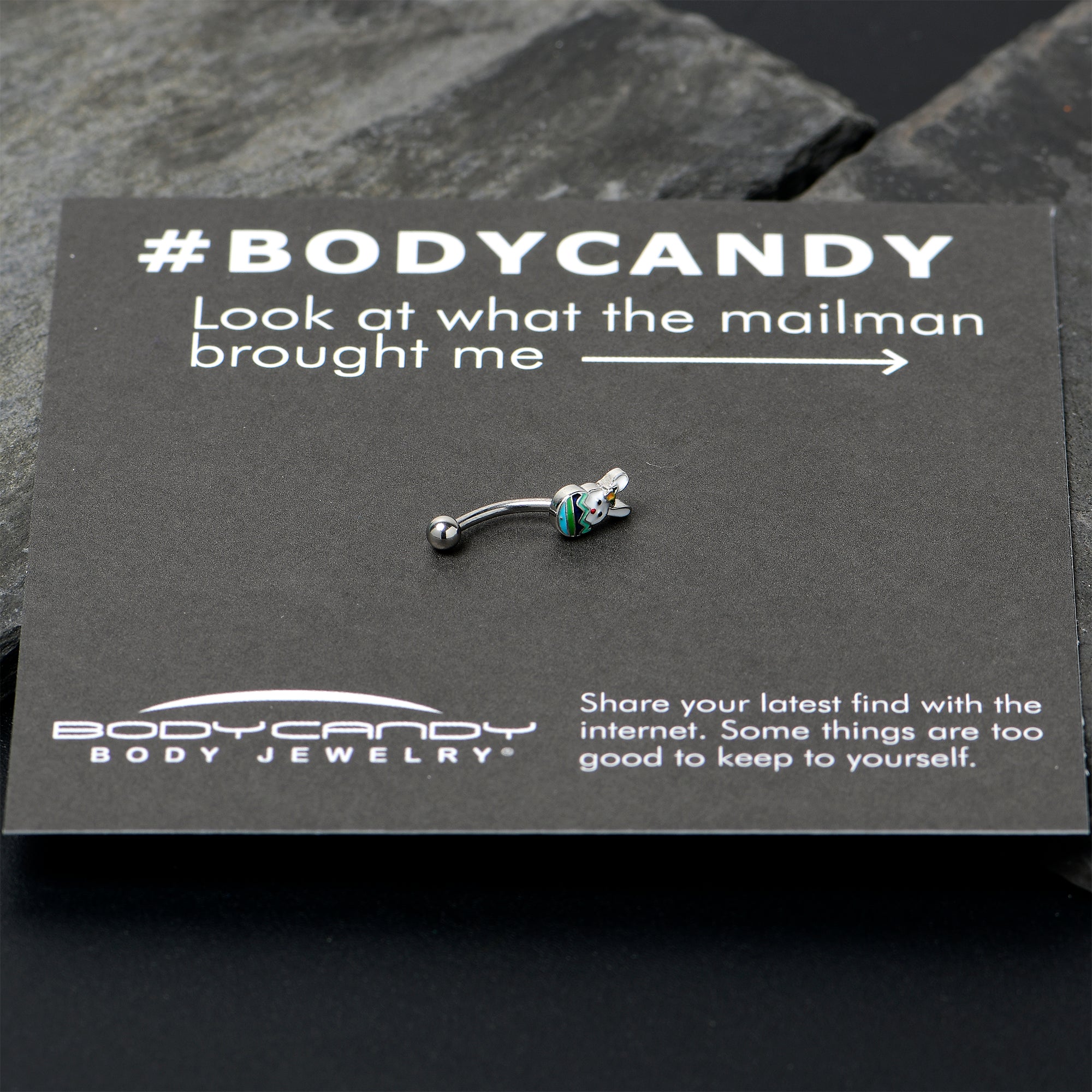 16G 5/16 Easter Egg Bunny Curved Eyebrow Ring