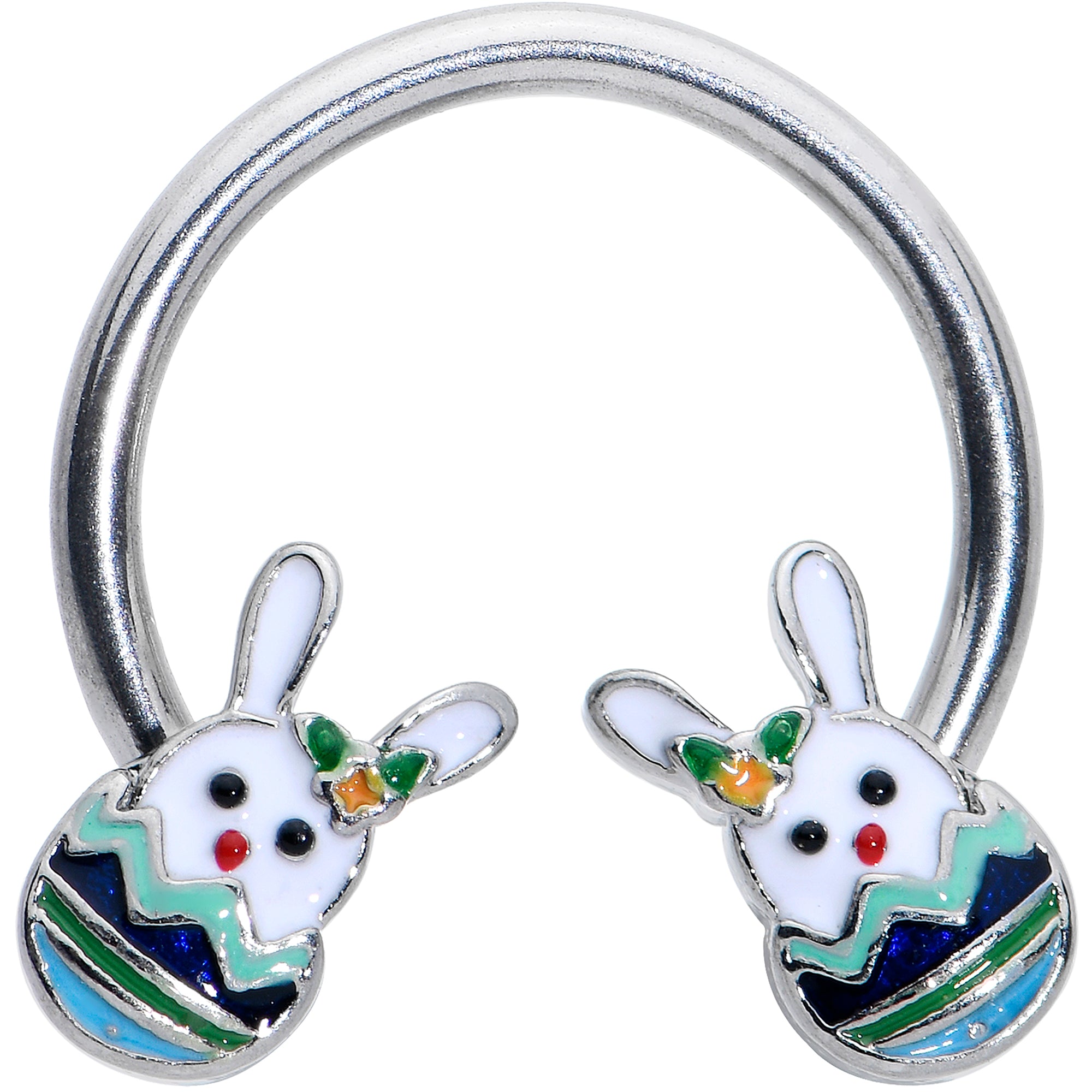 16G 3/8 Easter Egg Bunny Horseshoe Circular Barbell