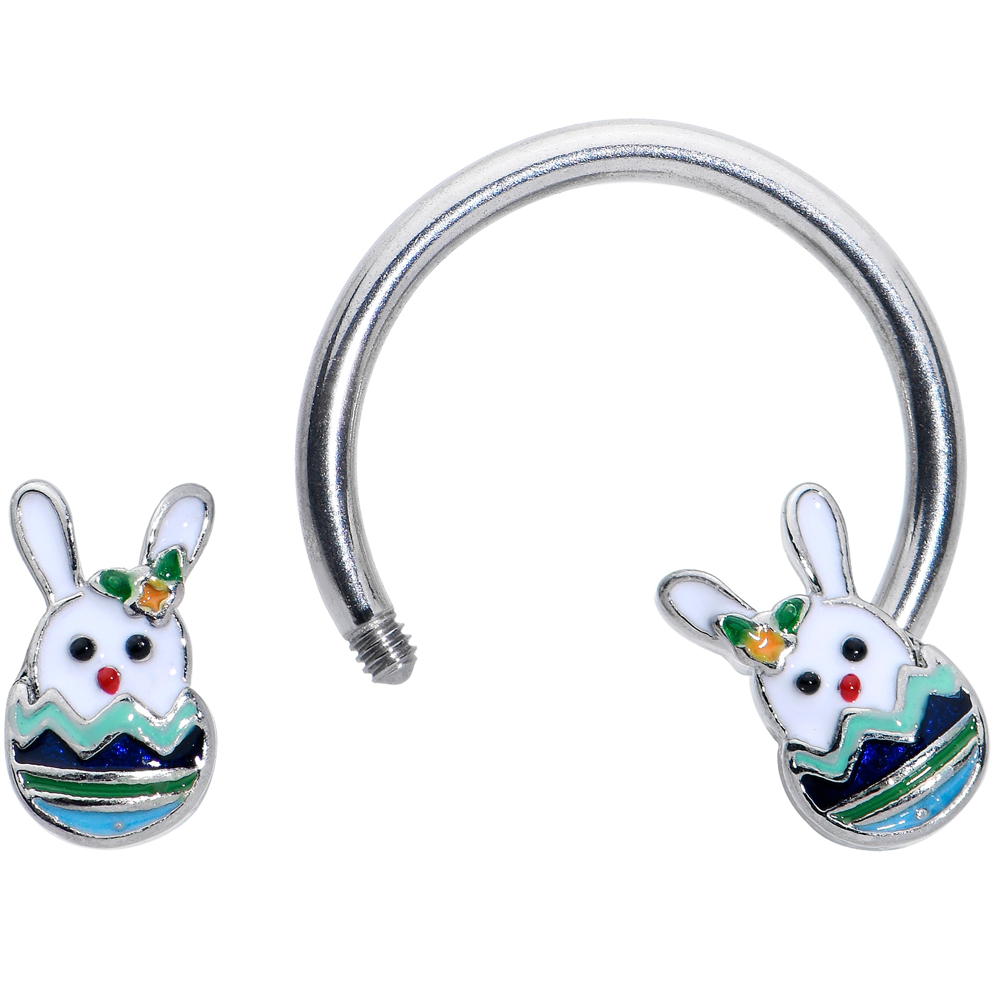 16G 3/8 Easter Egg Bunny Horseshoe Circular Barbell