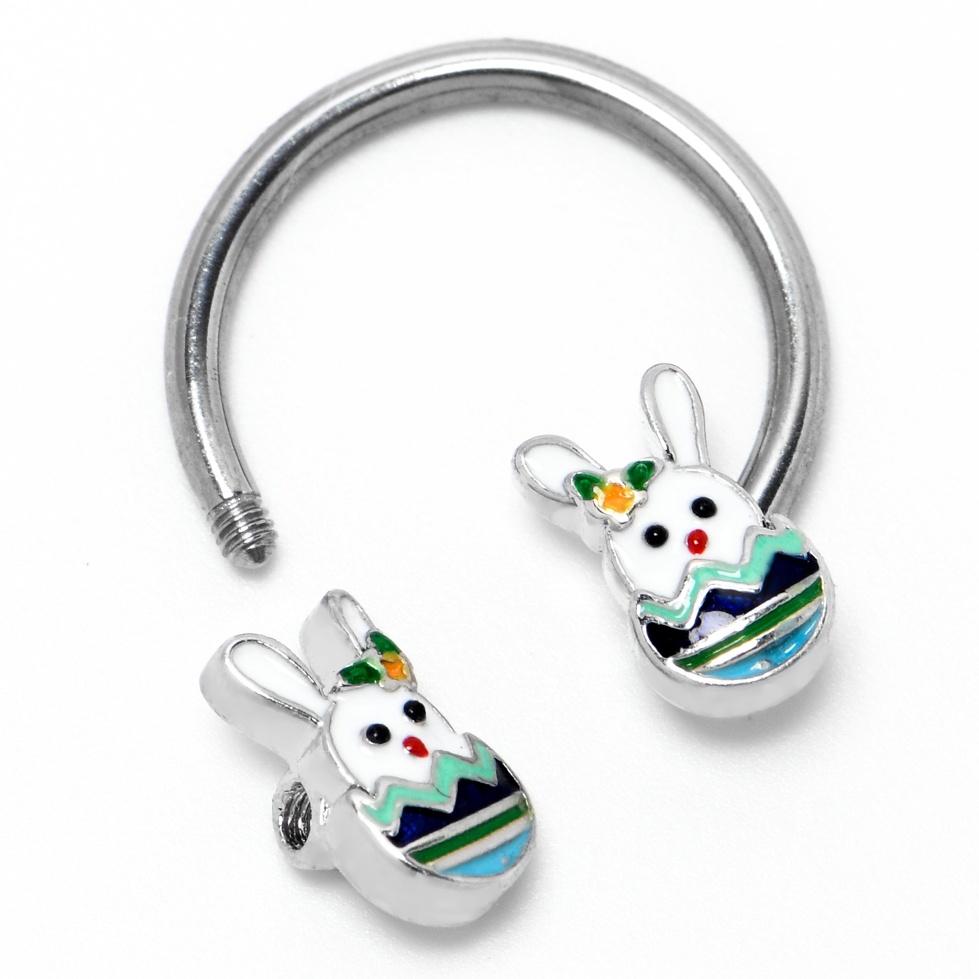 16G 3/8 Easter Egg Bunny Horseshoe Circular Barbell