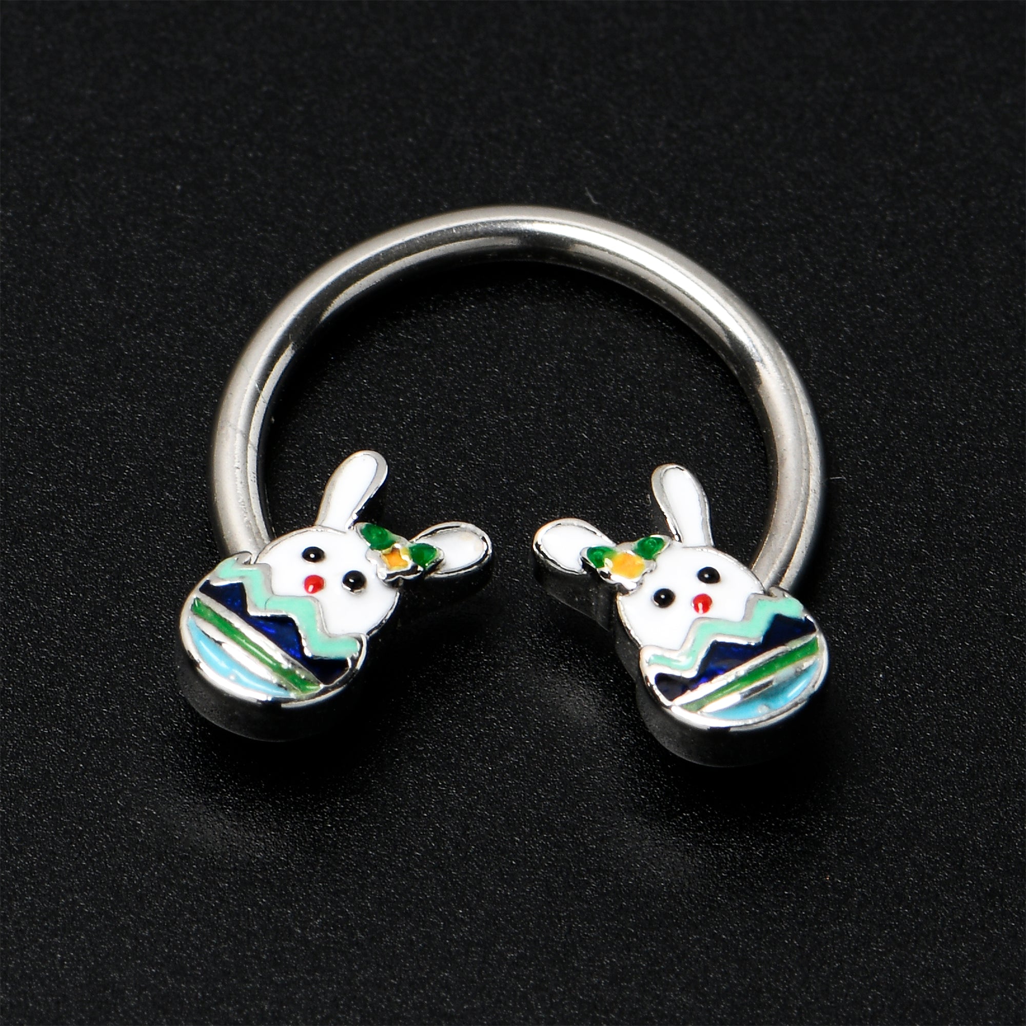 16G 3/8 Easter Egg Bunny Horseshoe Circular Barbell