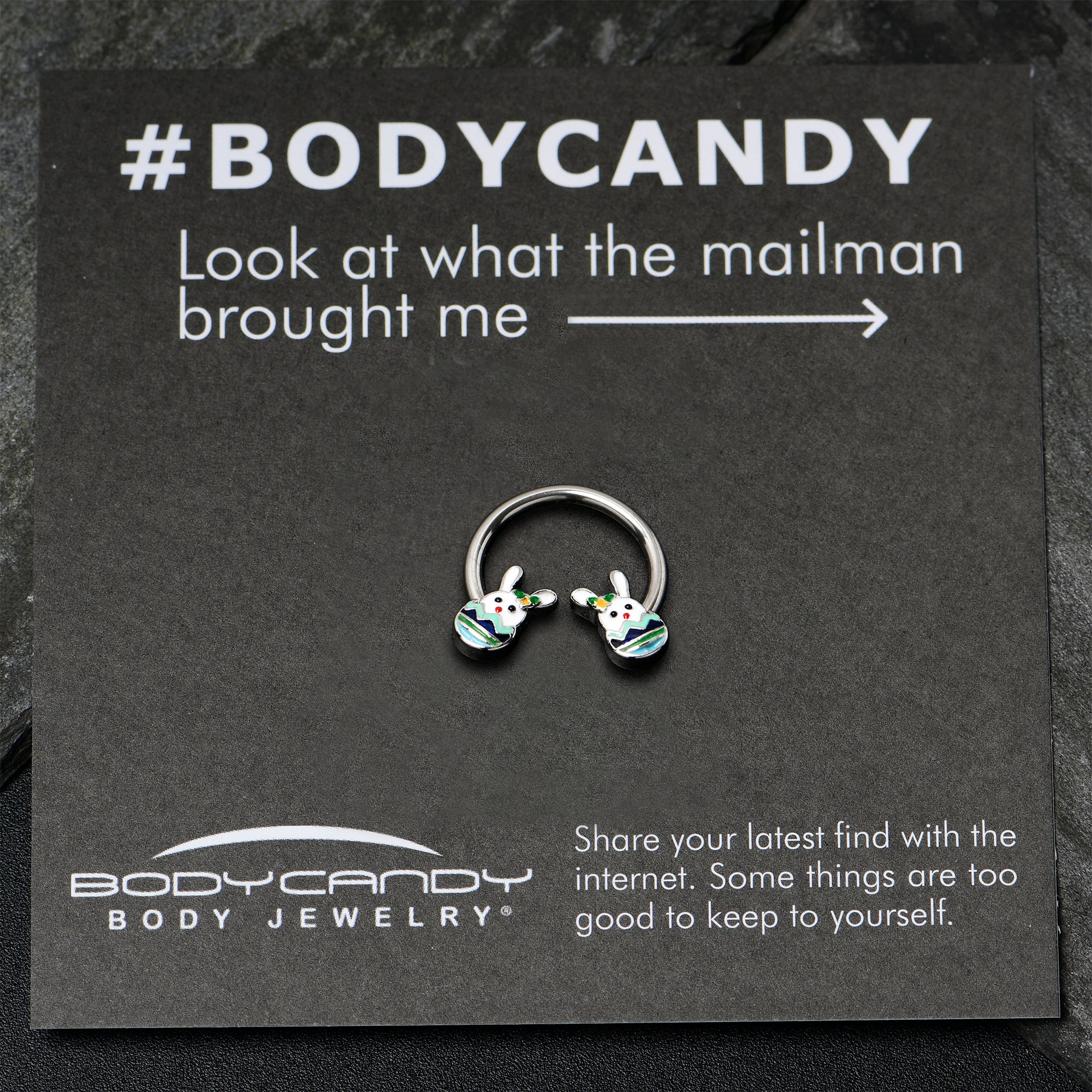 16G 3/8 Easter Egg Bunny Horseshoe Circular Barbell