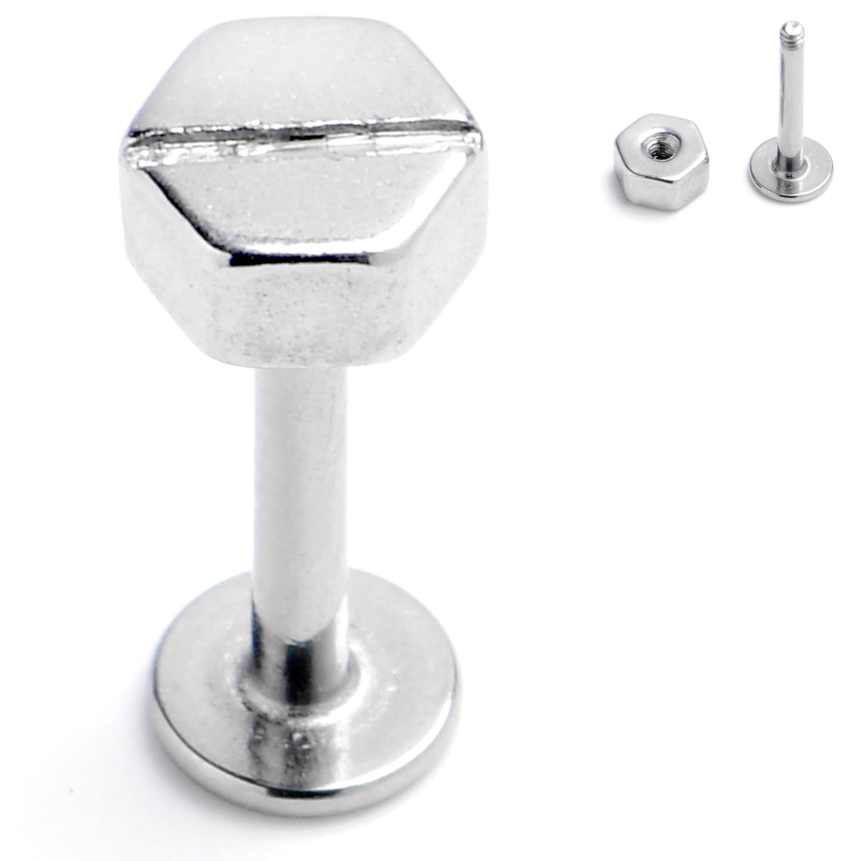 16G 5/16 Optical Illusion Screw Flat Head Labret Monroe Tragus