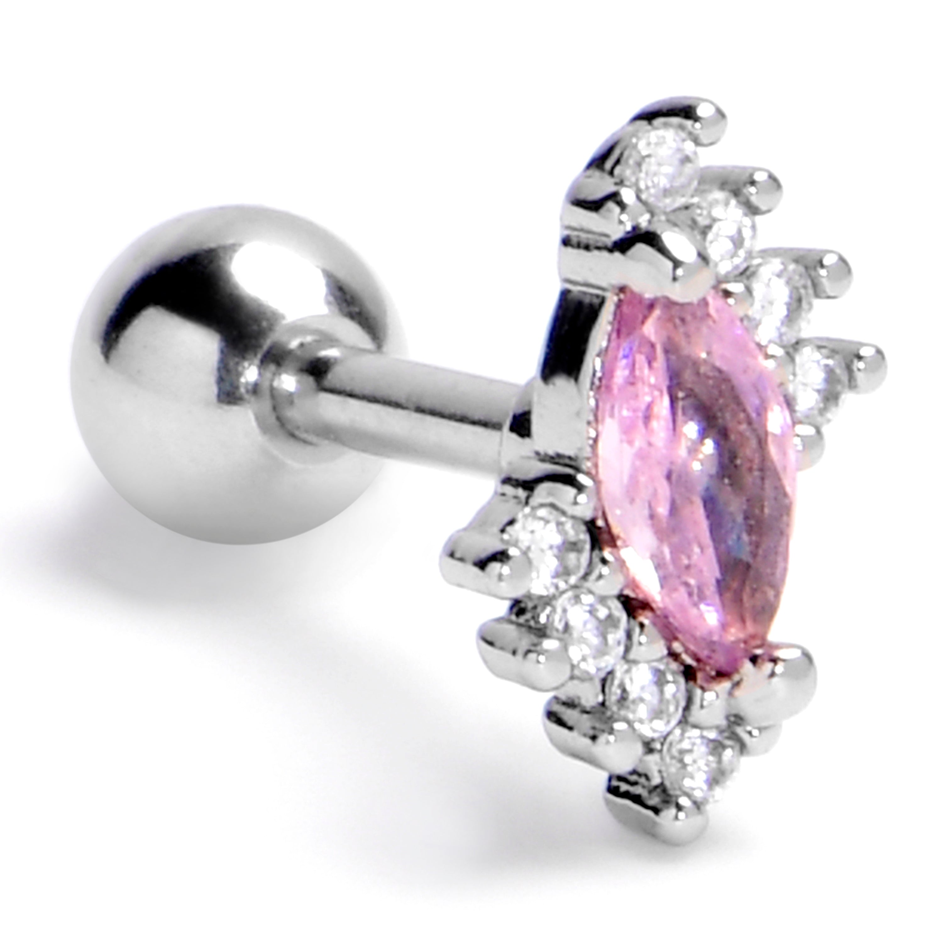 16G 1/4 Pink Gem Firey Drop Cartilage Tragus Earring