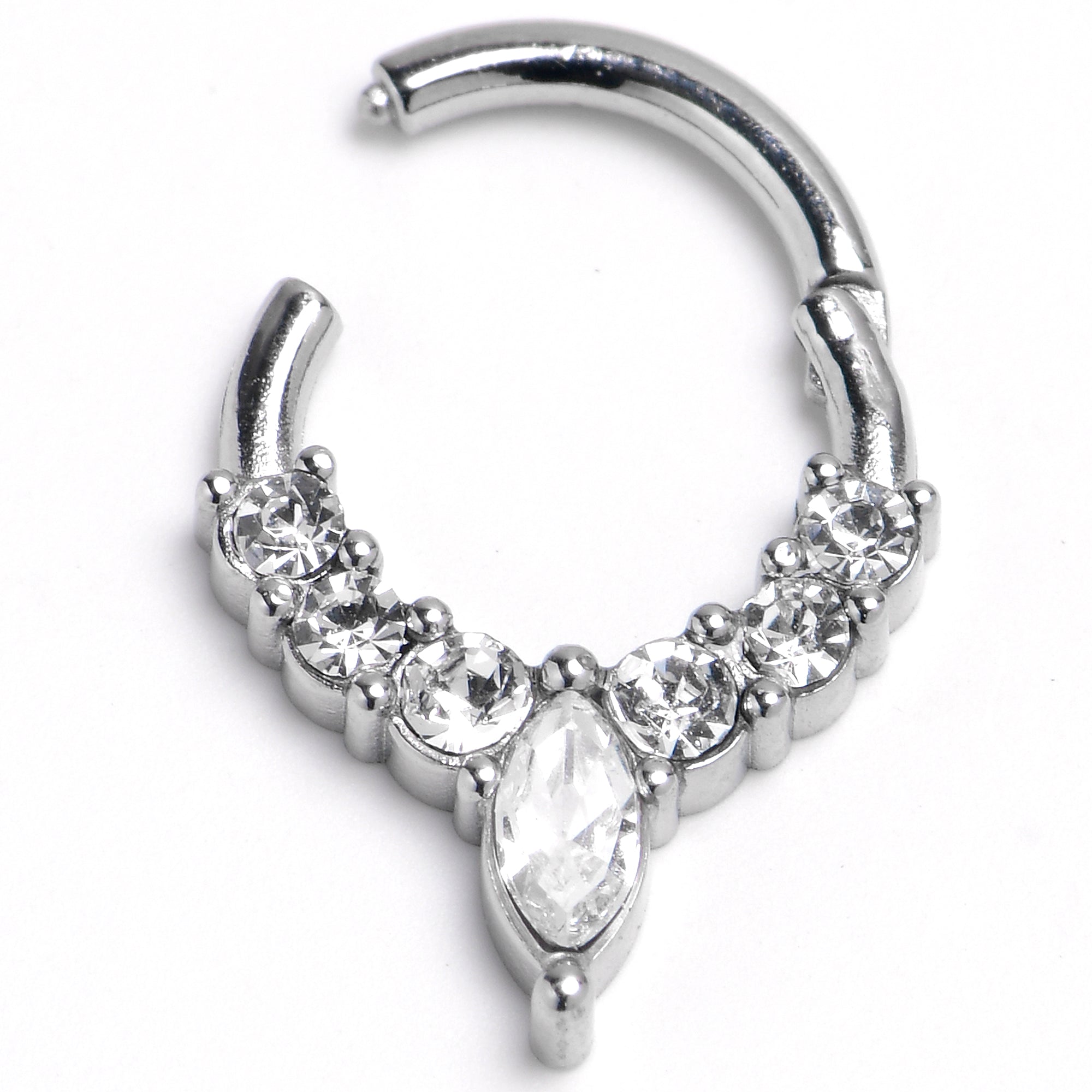 16G 5/16 Front Facing Marquise CZ Precision Hinge Closure Segment Ring