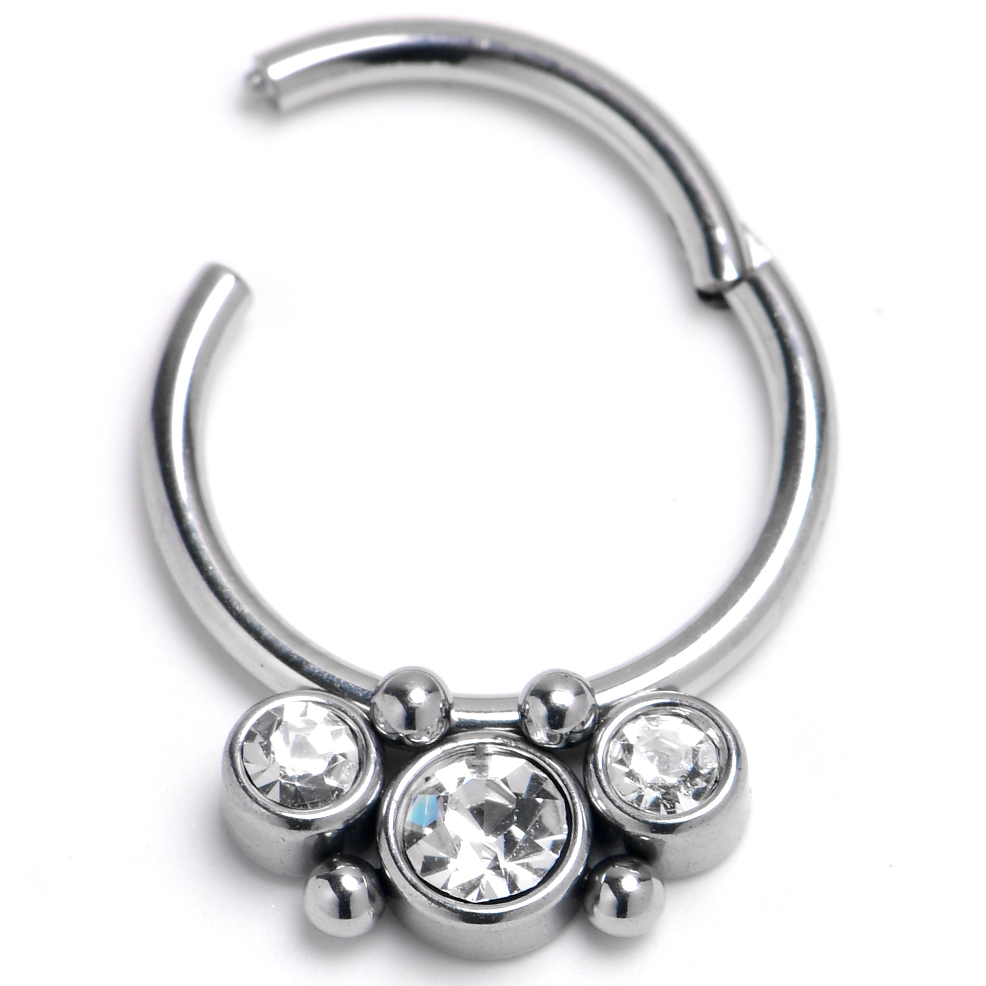 16G 3/8 Front Facing CZ Precision Hinge Closure Segment Ring