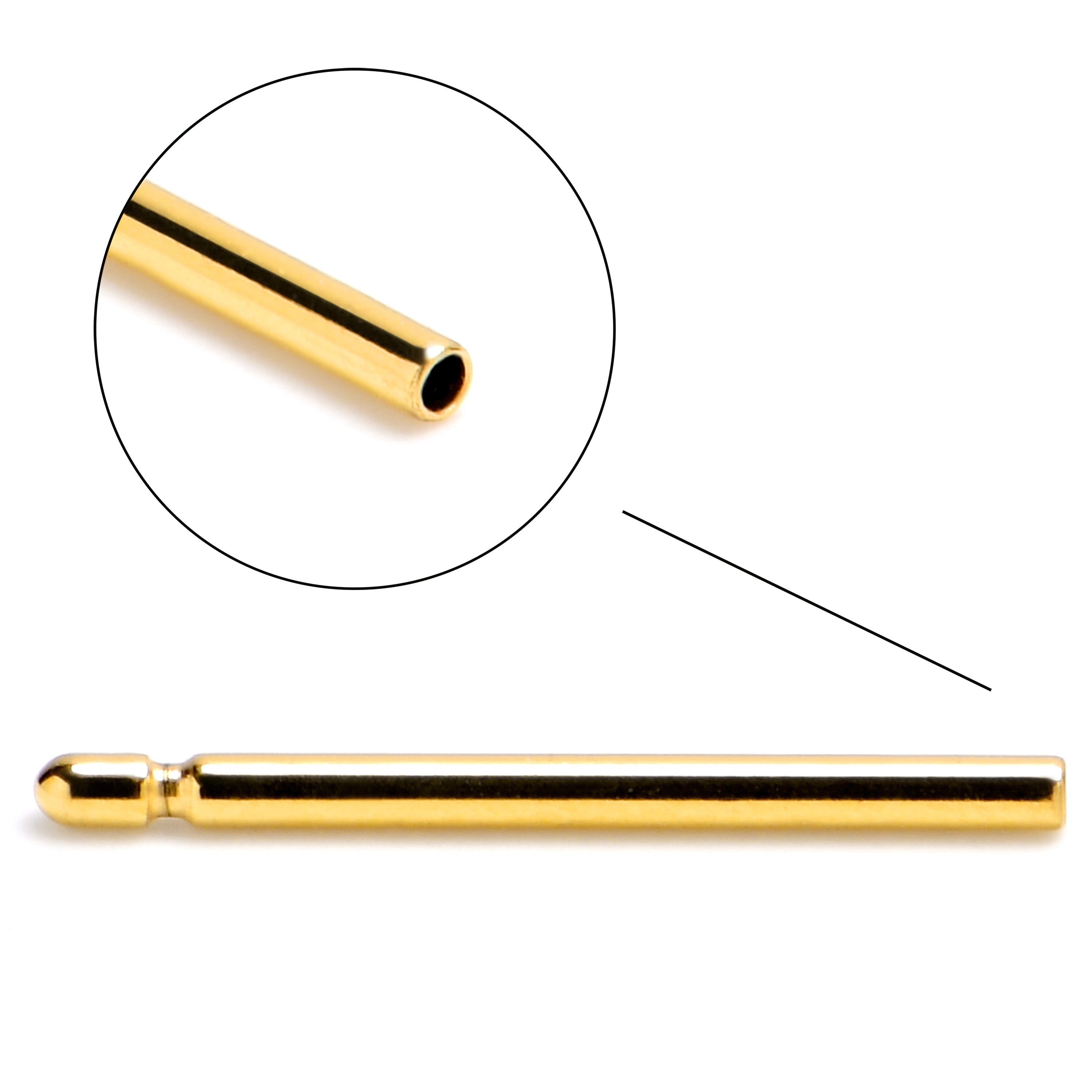 20 Gauge 3/8 ASTM F-136 Implant Grade Titanium Gold Tone Threadless Replacement Barbell
