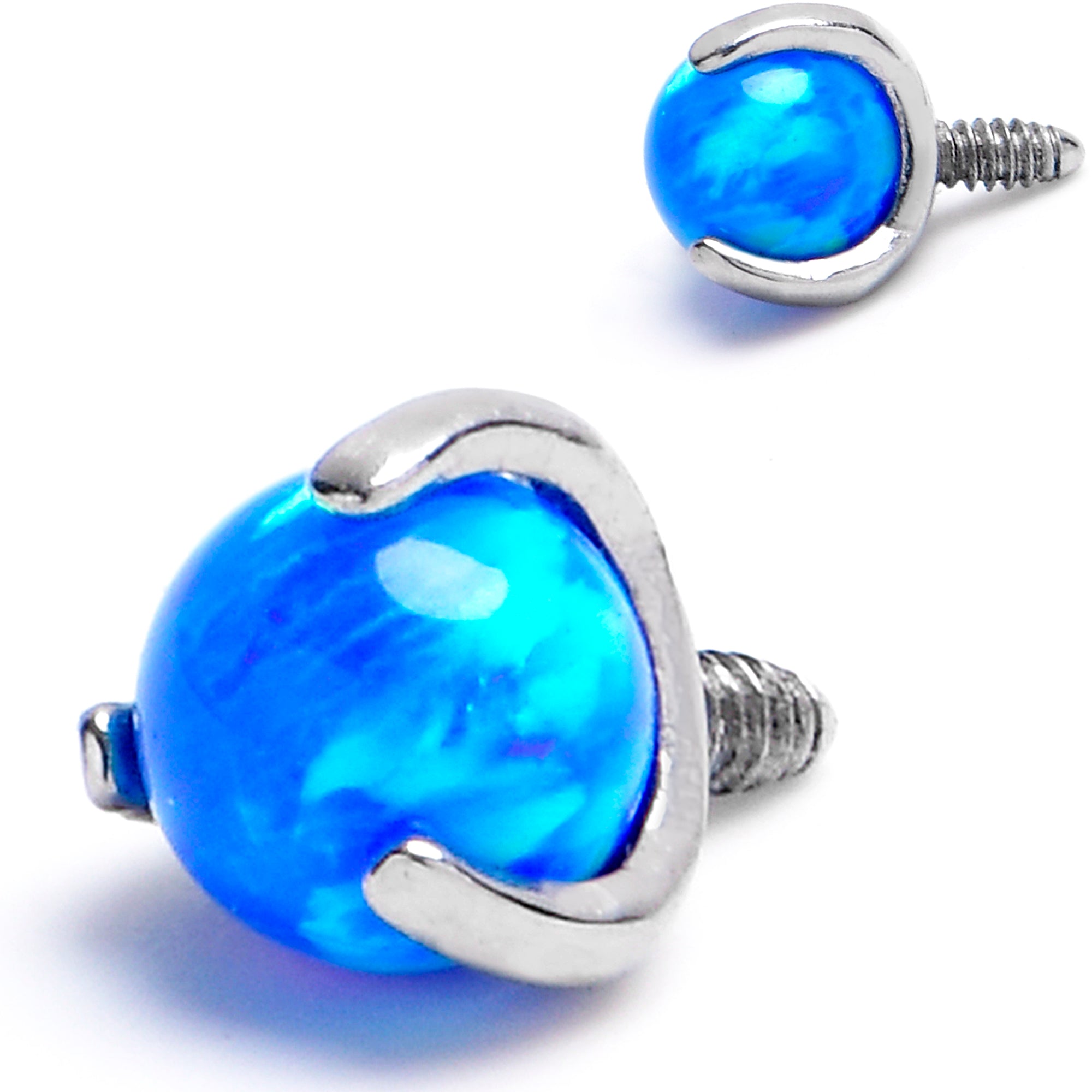 16 Gauge 3mm Blue Synthetic Opal Internally Threaded Replacement Ball