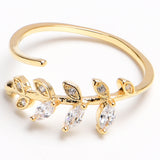 Midi Ring Clear CZ Gem Leaves And Branch Golden Toe Ring