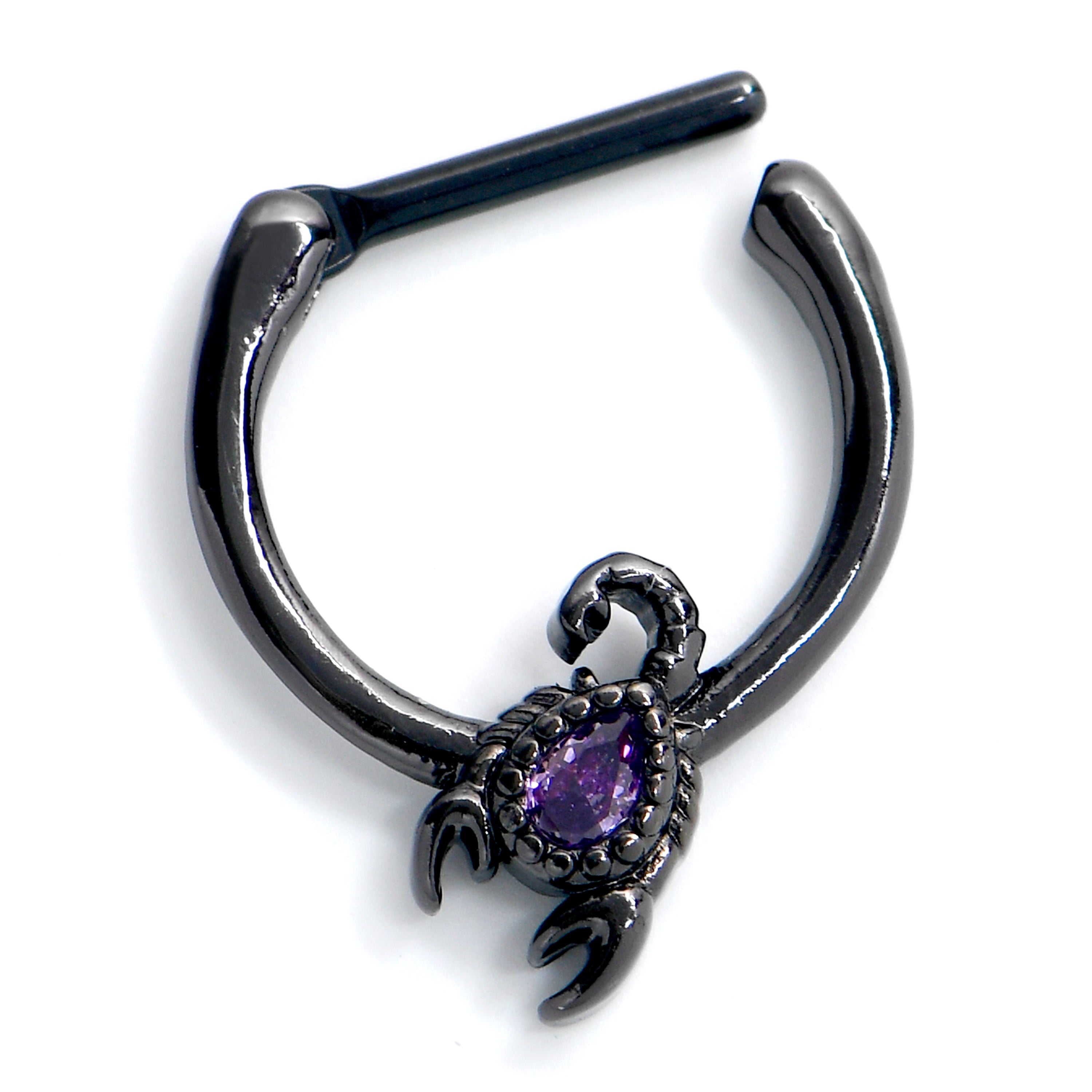 16G 5/16 Purple Gem Black Goth Scorpion Cartilage Clicker