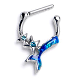 16 Gauge 3/8 Blue Gem Blue Mermaid Tail Stars Cartilage Clicker