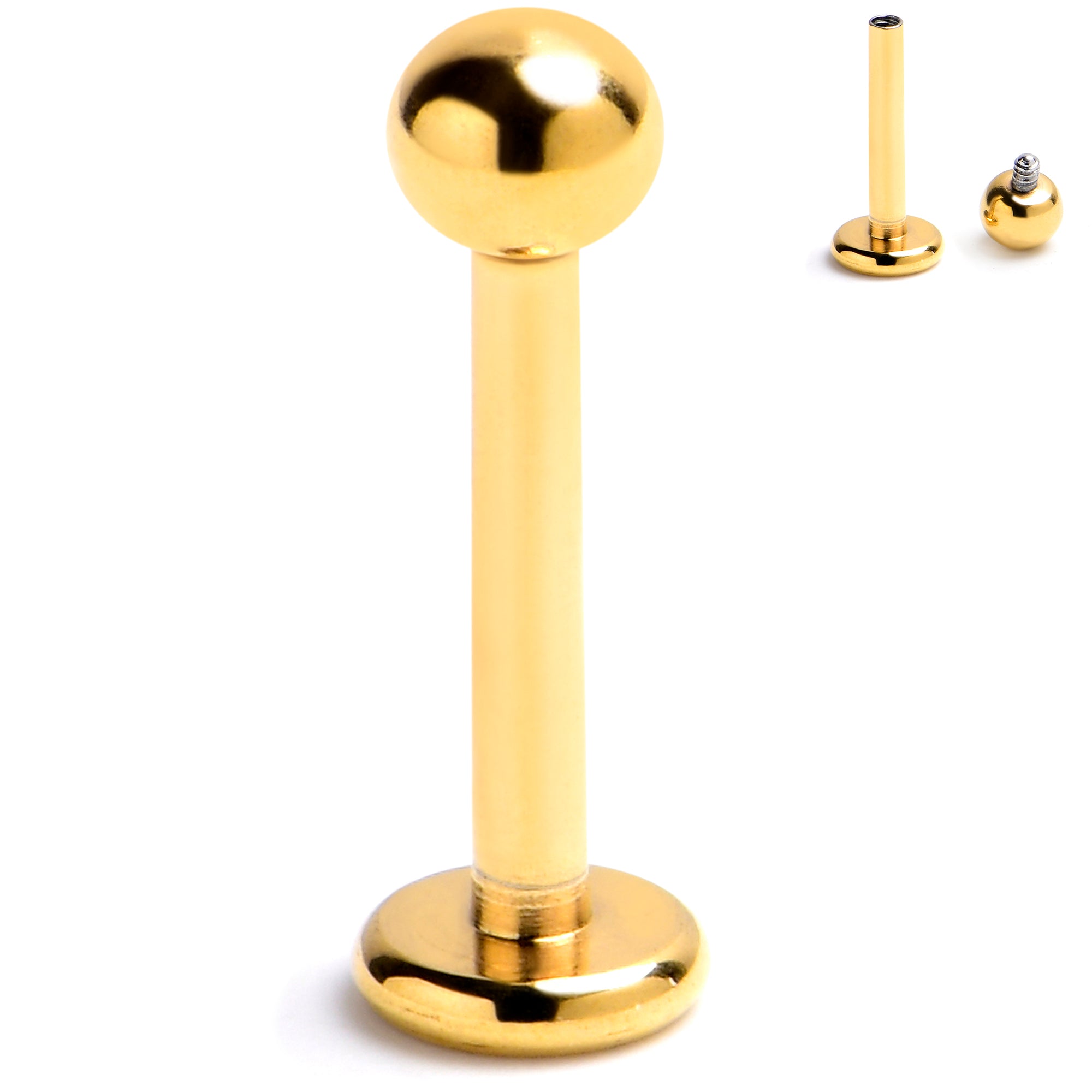 16G 5/16 Gold Tone Internally Threaded Ball Labret Monroe Tragus