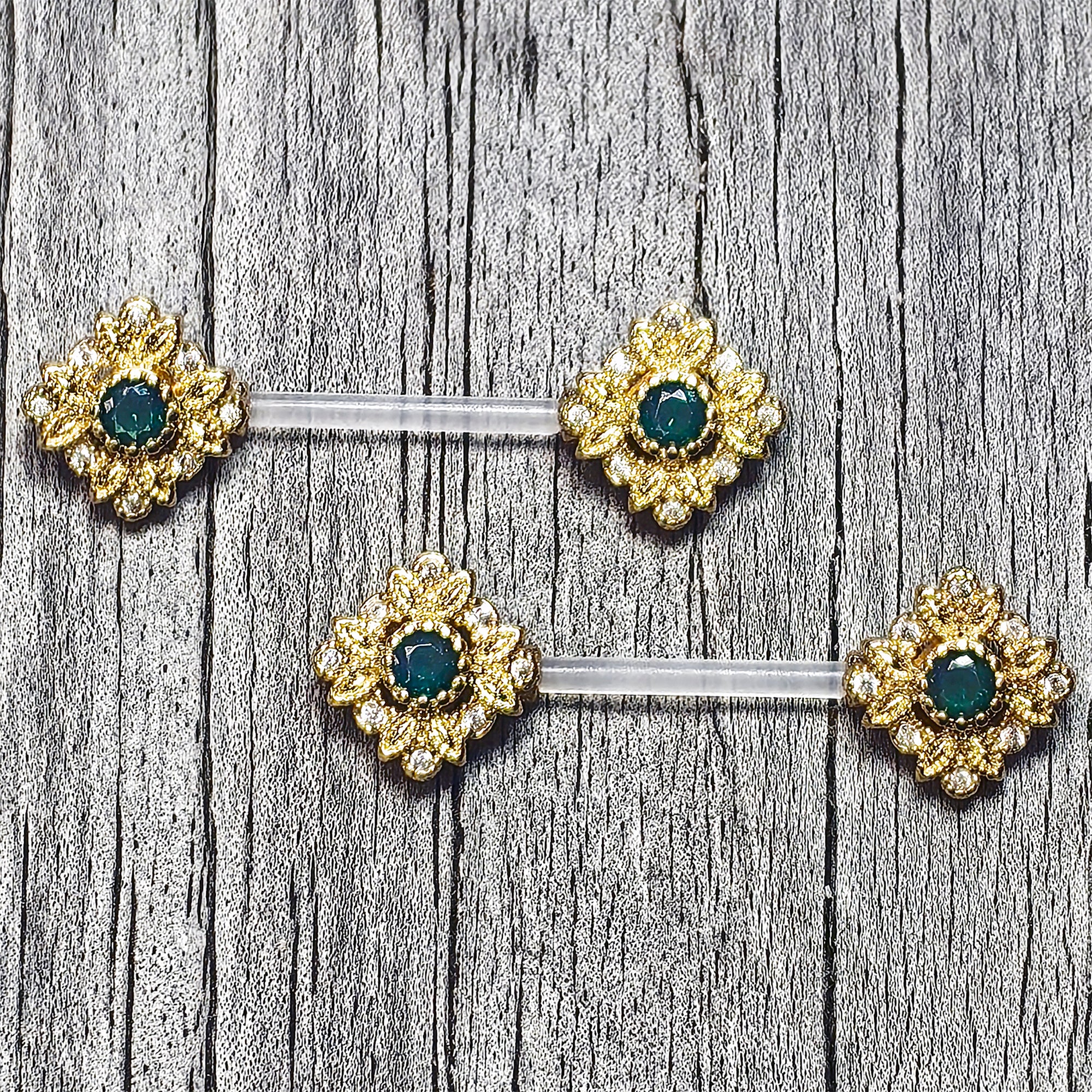 14G 9/16 Blue Gem Bioplast Deco Age Barbell Nipple Ring Set