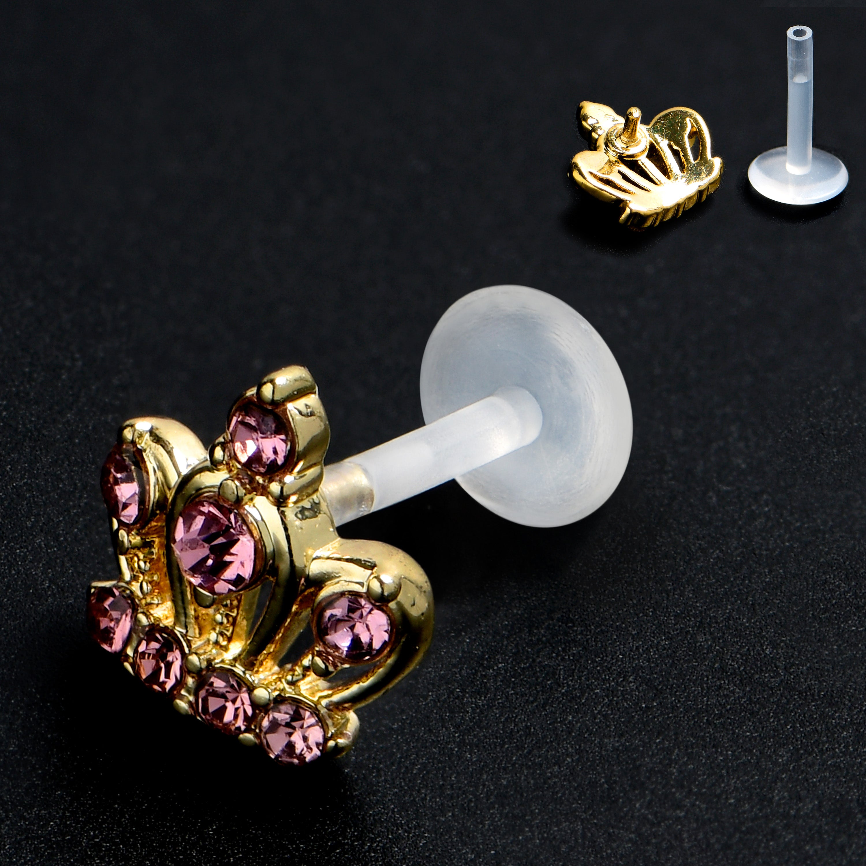 16 Gauge Flower Pink Blossom PTFE Bioplast Labret Monroe Tragus