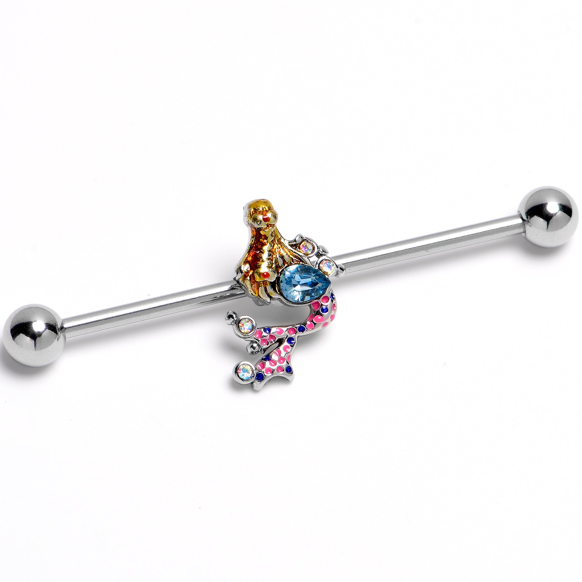 14G Abstract Mermaid Industrial Barbell 38mm