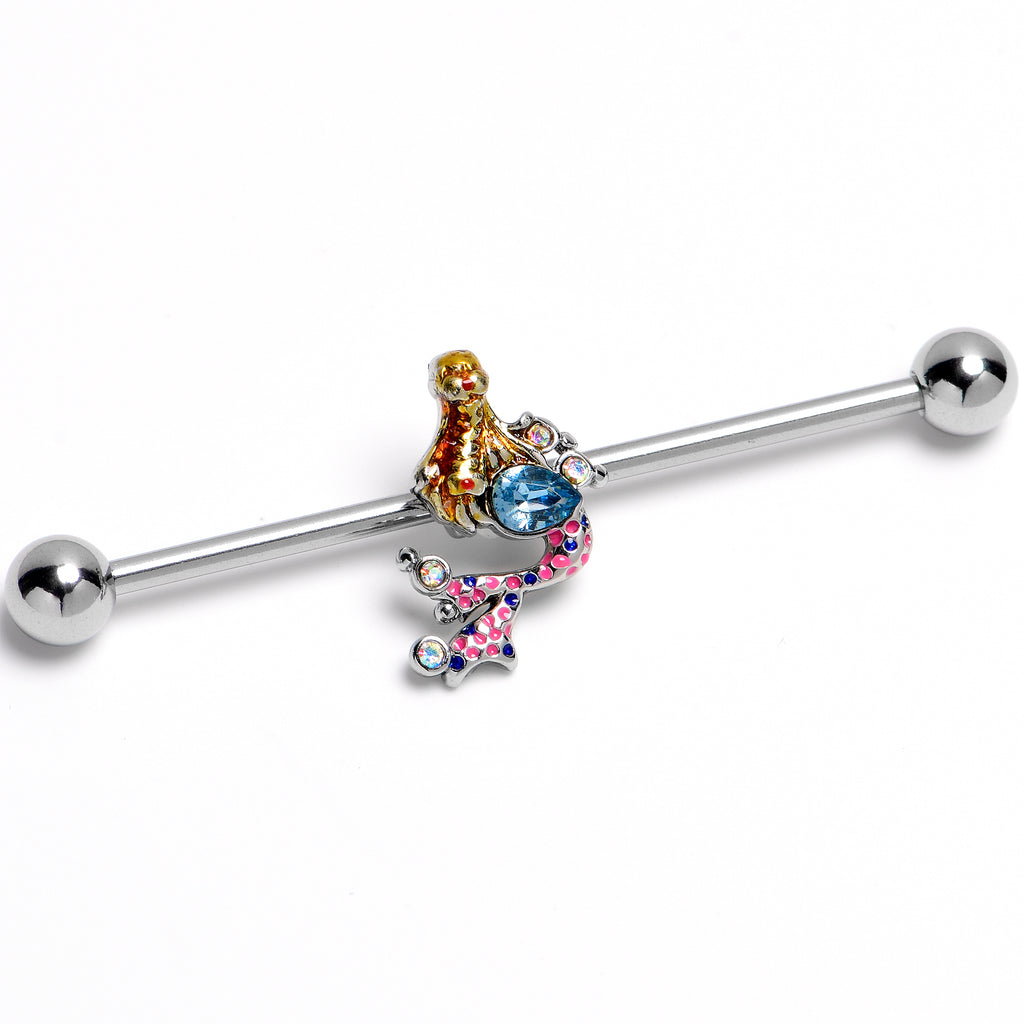 14G Abstract Mermaid Industrial Barbell 38mm