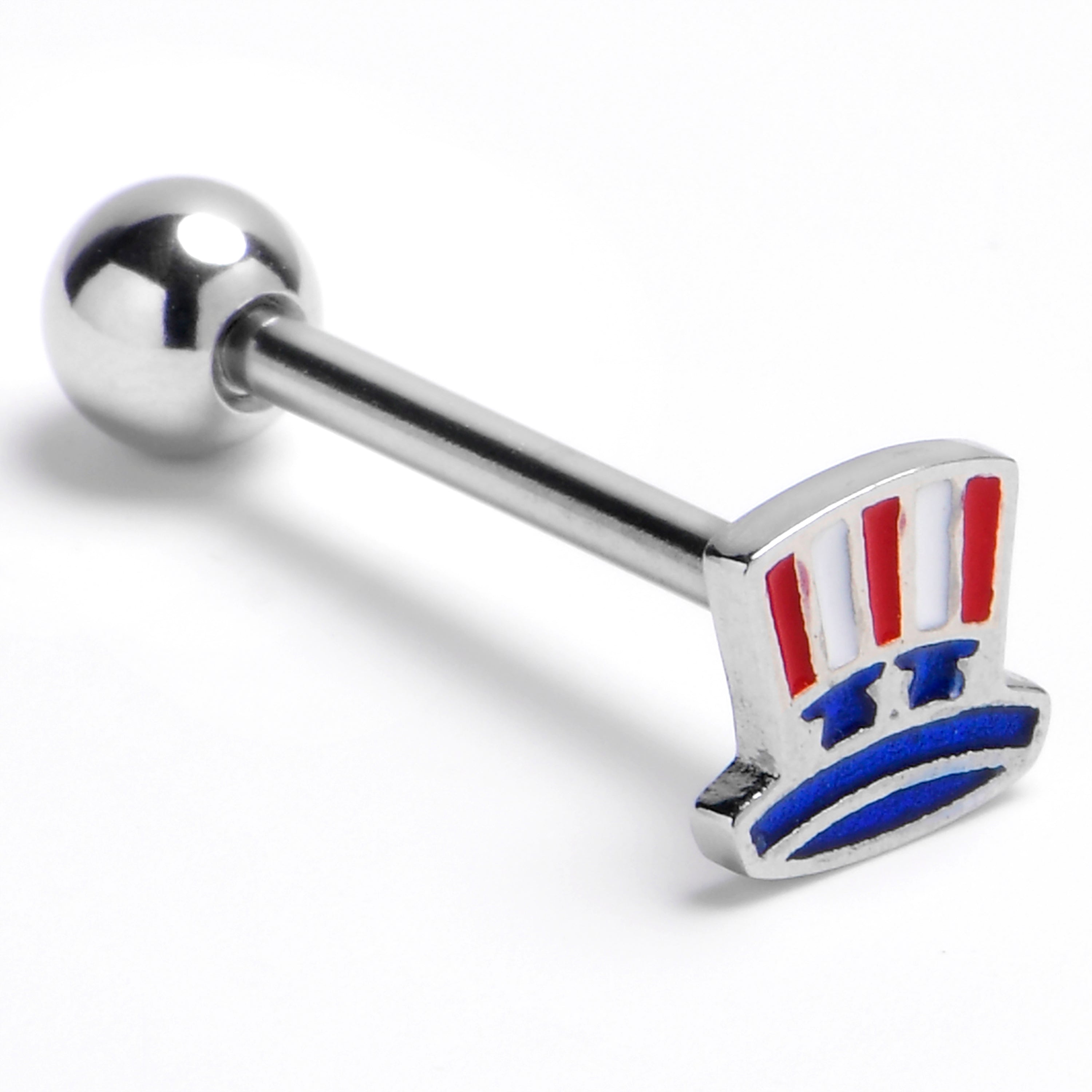 Patriotic Uncle Sam Top Hat Barbell Tongue Ring