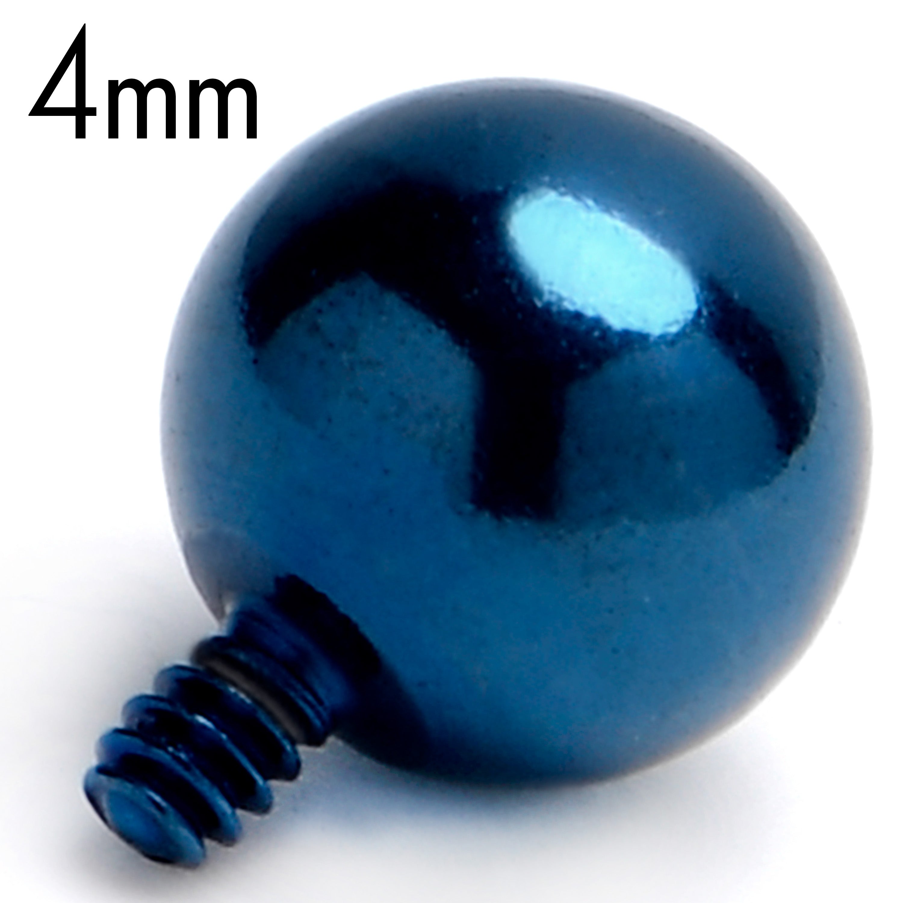 16 Gauge 4mm Blue Replacement Ball End Internally Threaded Jewelry