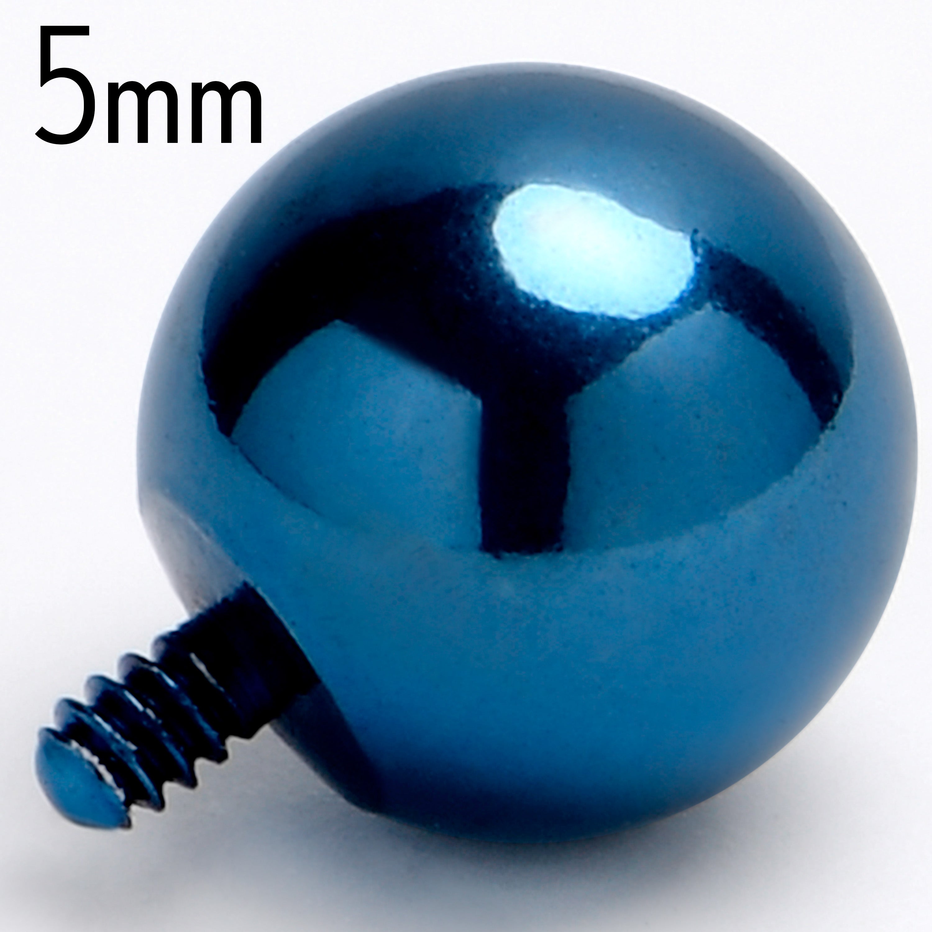 16 Gauge 5mm Blue Replacement Ball End Internally Threaded Jewelry