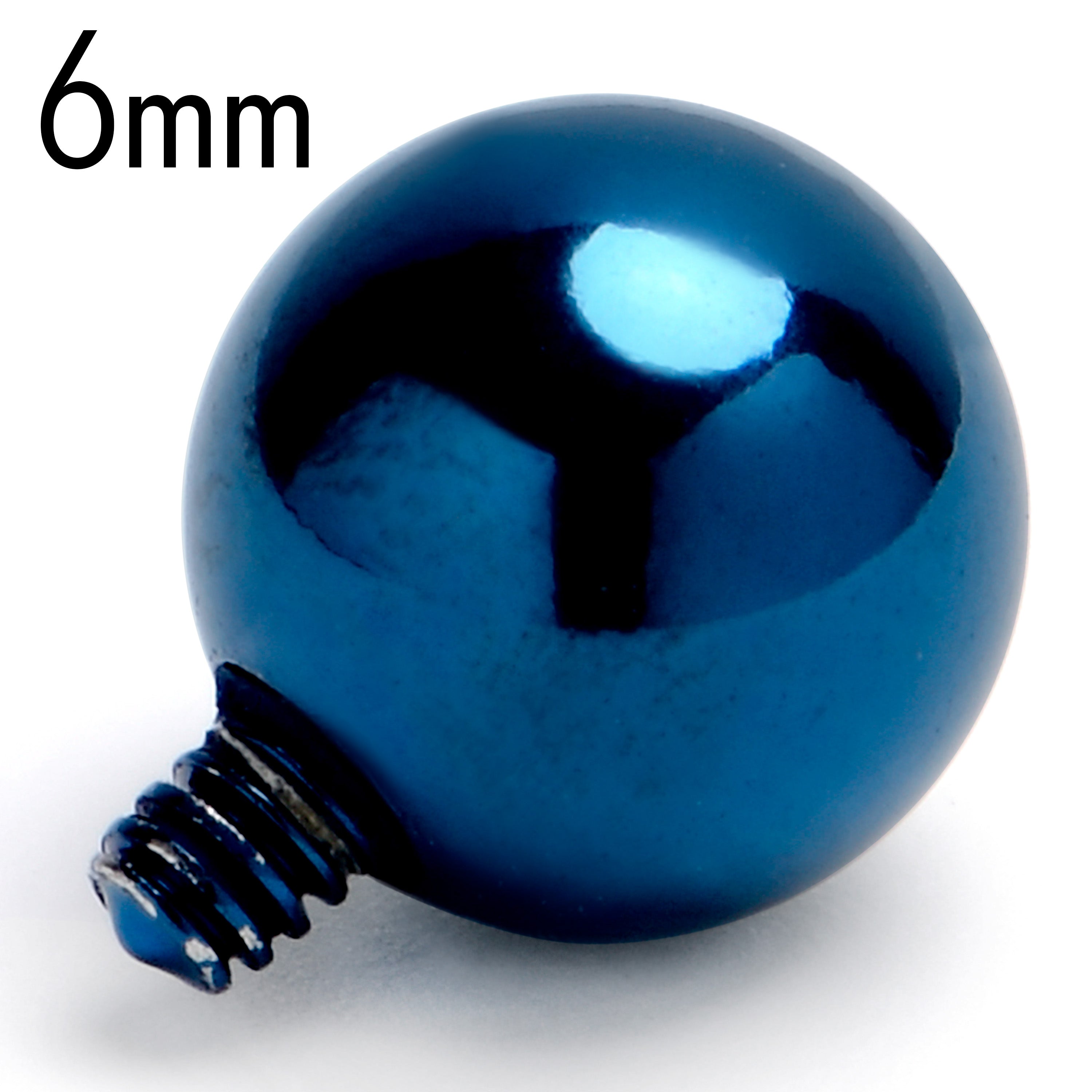 14 Gauge 6mm Blue Replacement Ball End Internally Threaded Jewelry
