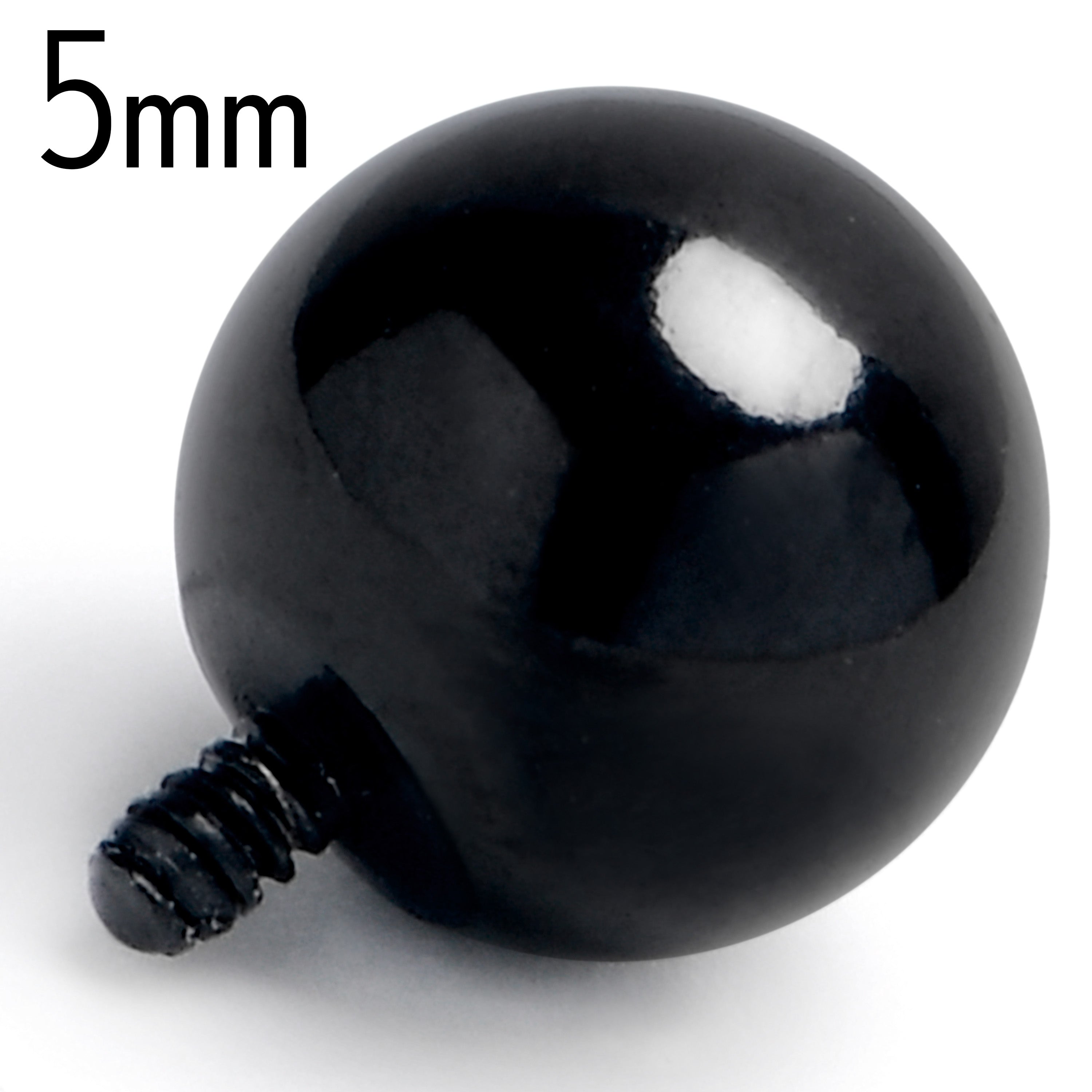 16 Gauge 5mm Black Replacement Ball End Internally Threaded Jewelry