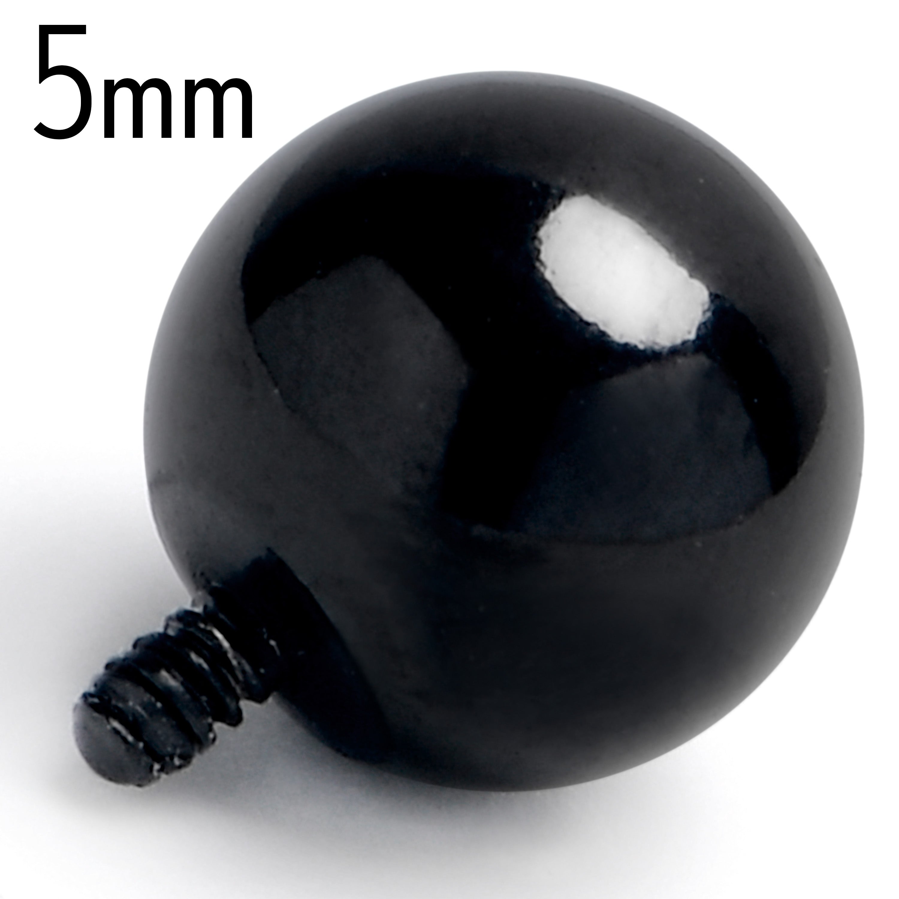16G 5mm Black Replacement Ball End Internally Threaded Jewelry