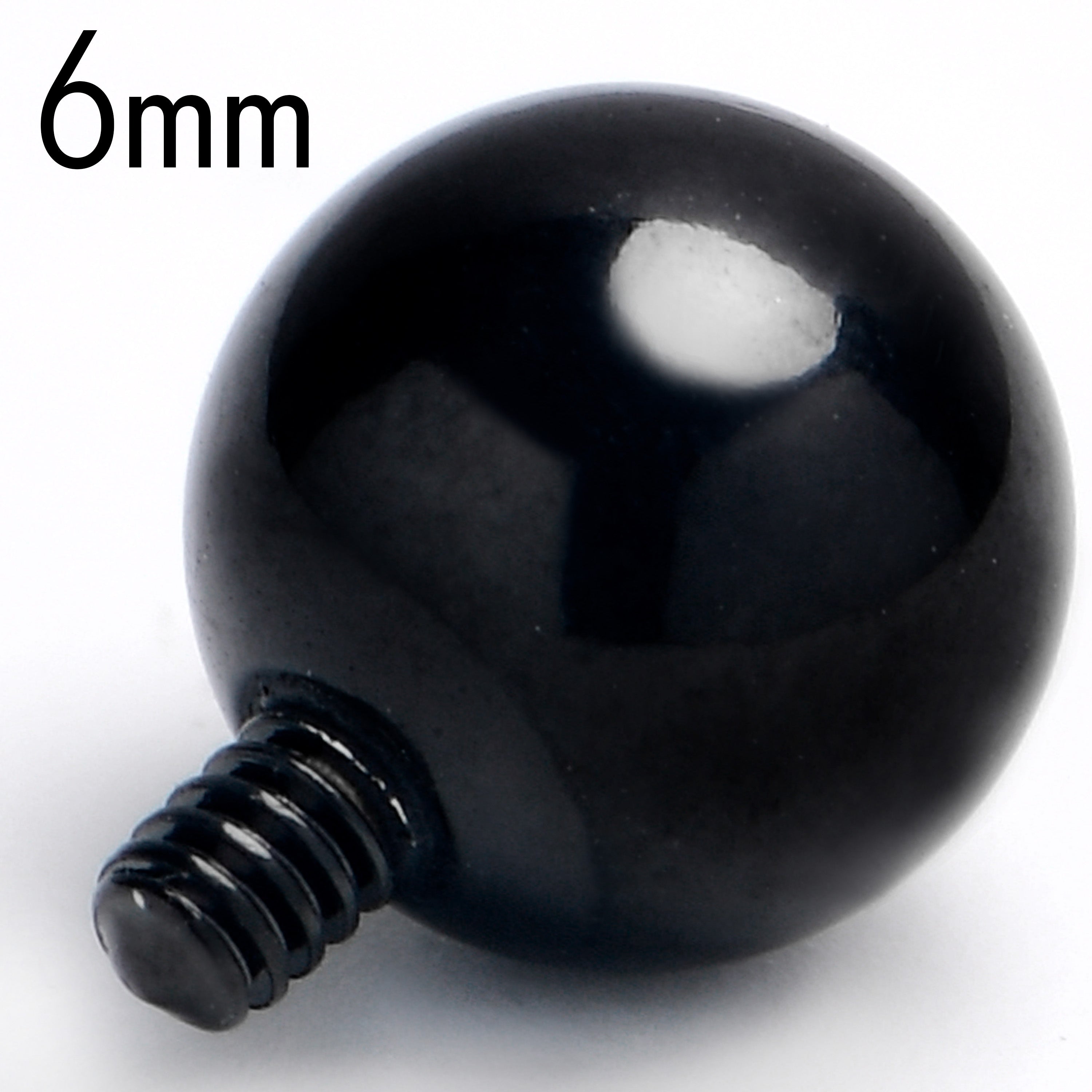14 Gauge 6mm Black Replacement Ball End Internally Threaded Jewelry