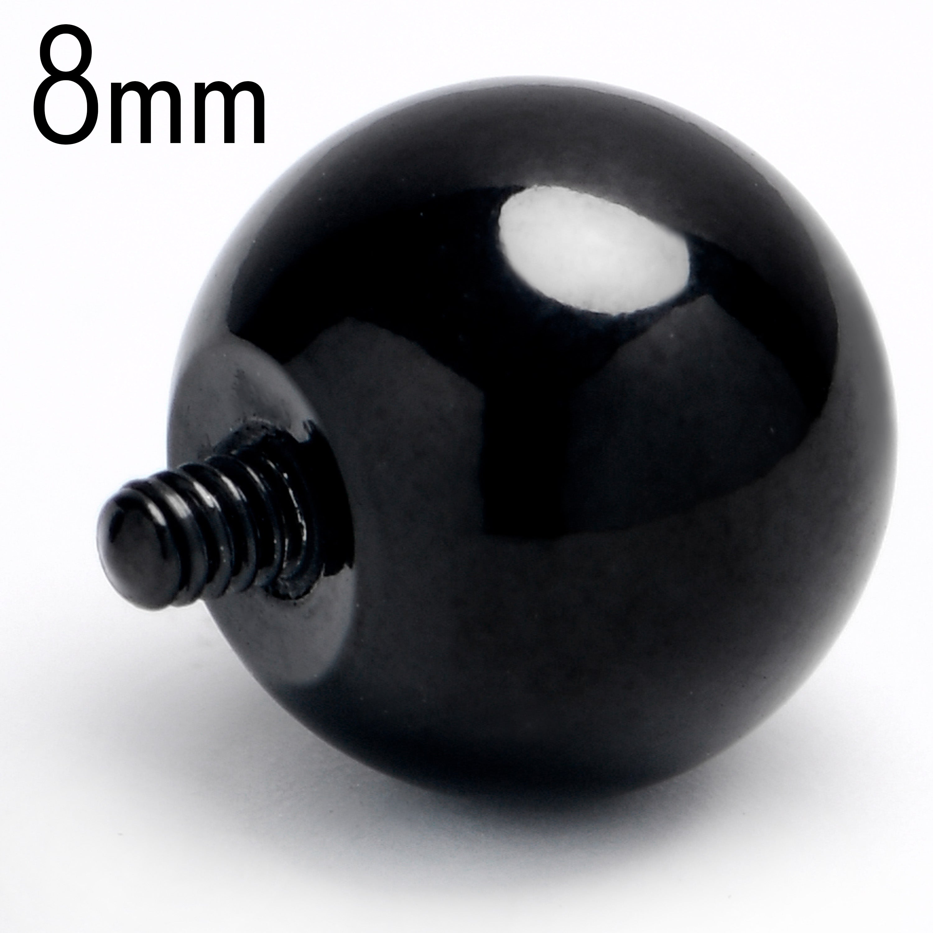 14 Gauge 8mm Black Replacement Ball End Internally Threaded Jewelry
