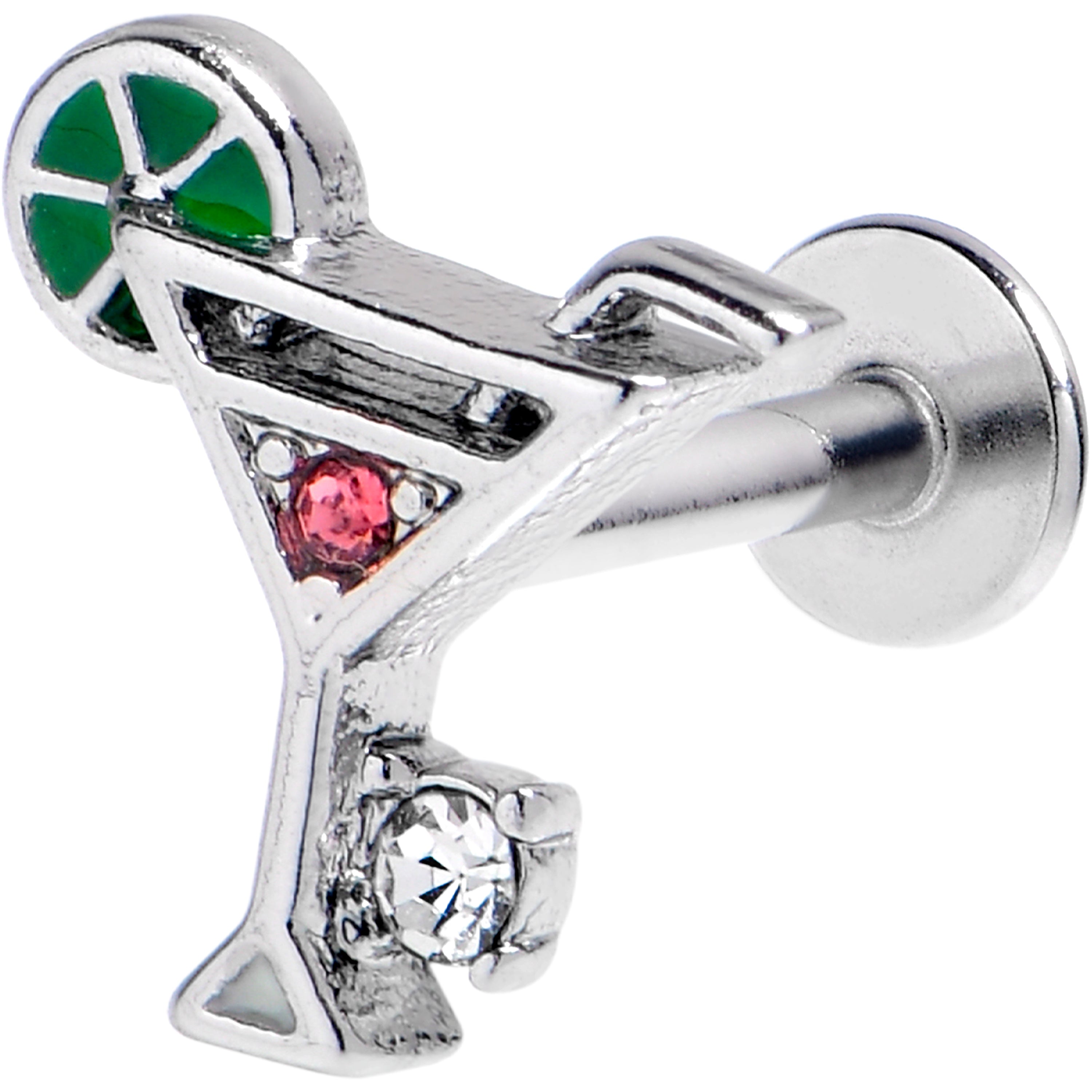 16G 1/4 Pink Clear Gem Cocktail Hour Labret Tragus