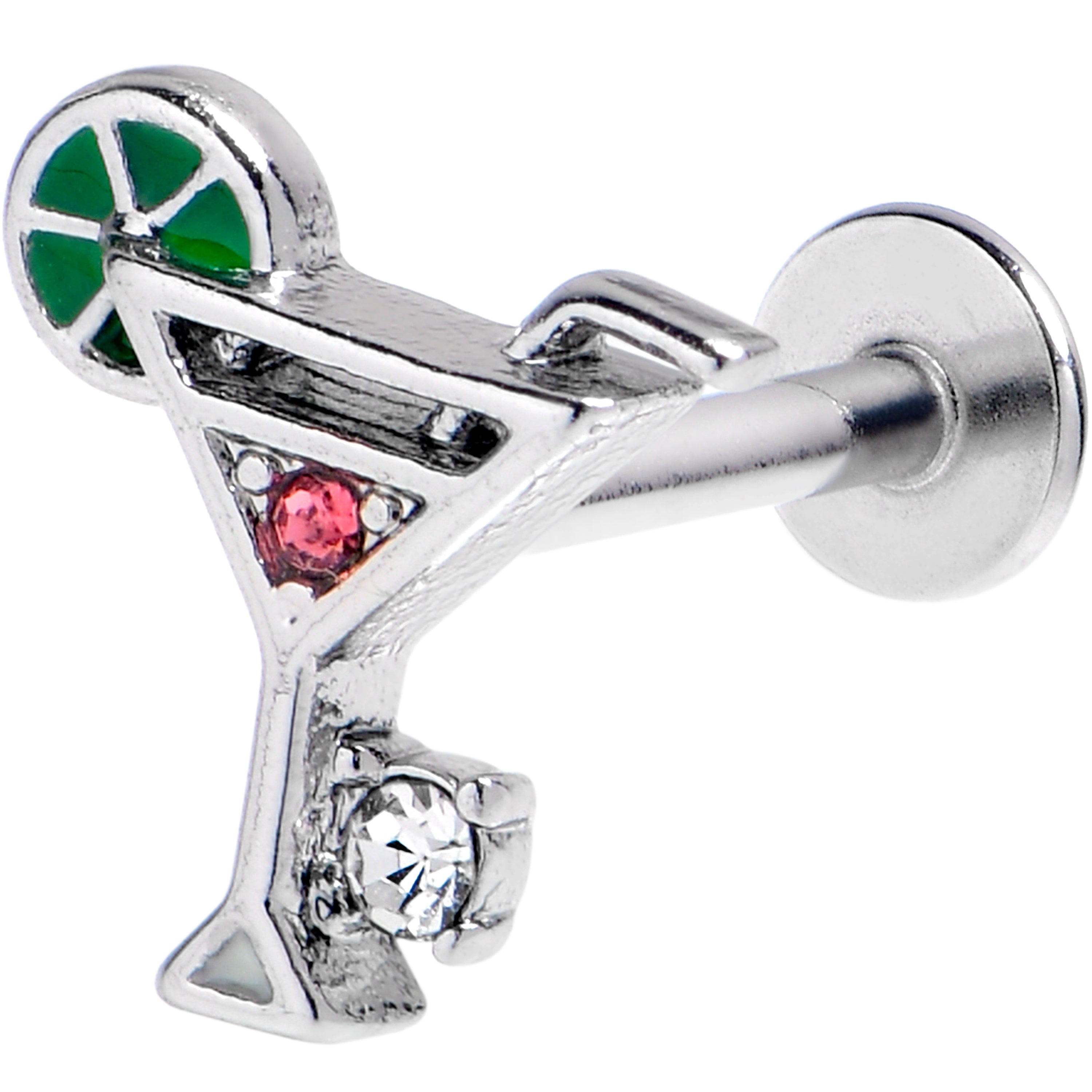 16G 5/16 Pink Clear Gem Cocktail Hour Labret Monroe Tragus