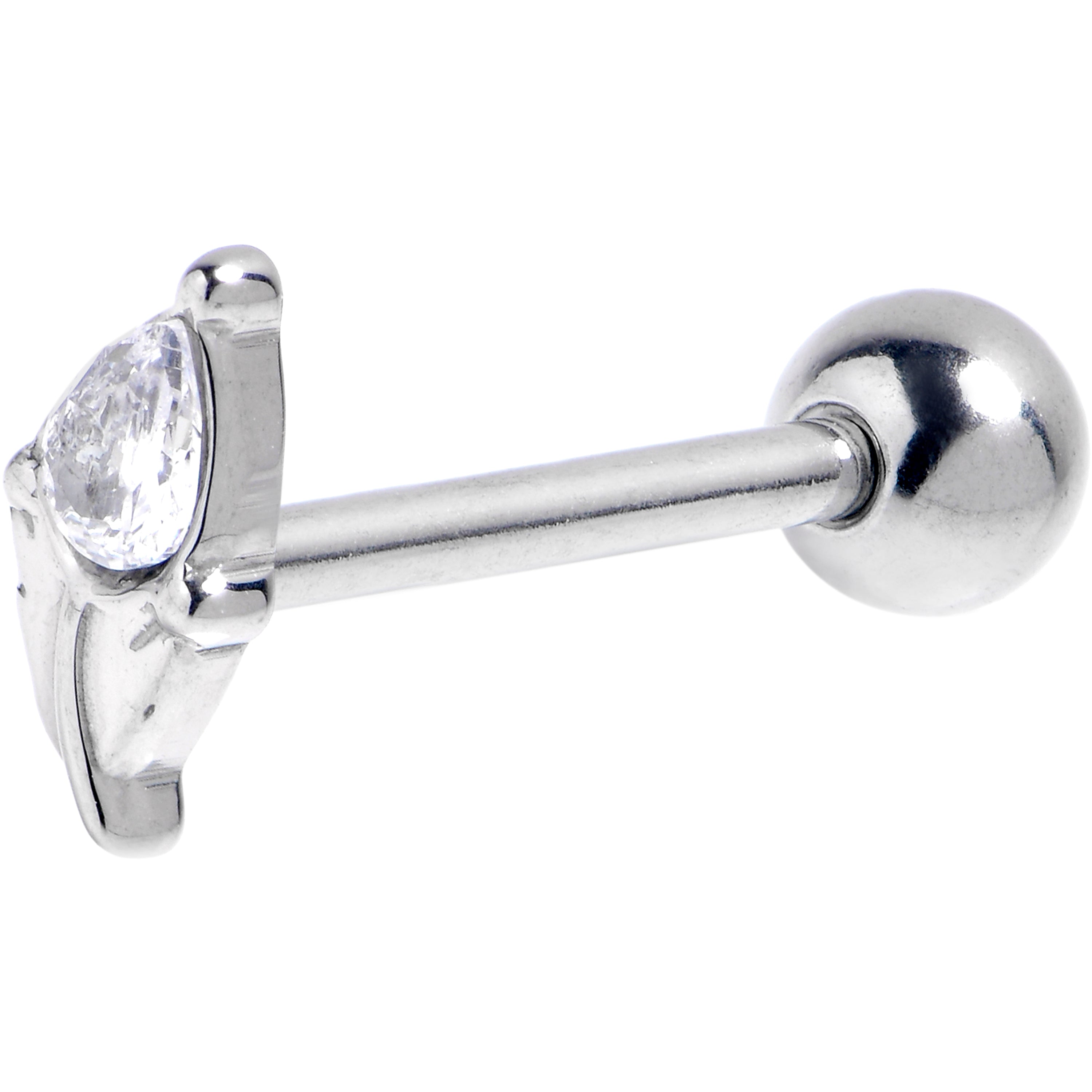 Clear CZ Gem Oh My Oval Barbell Tongue Ring