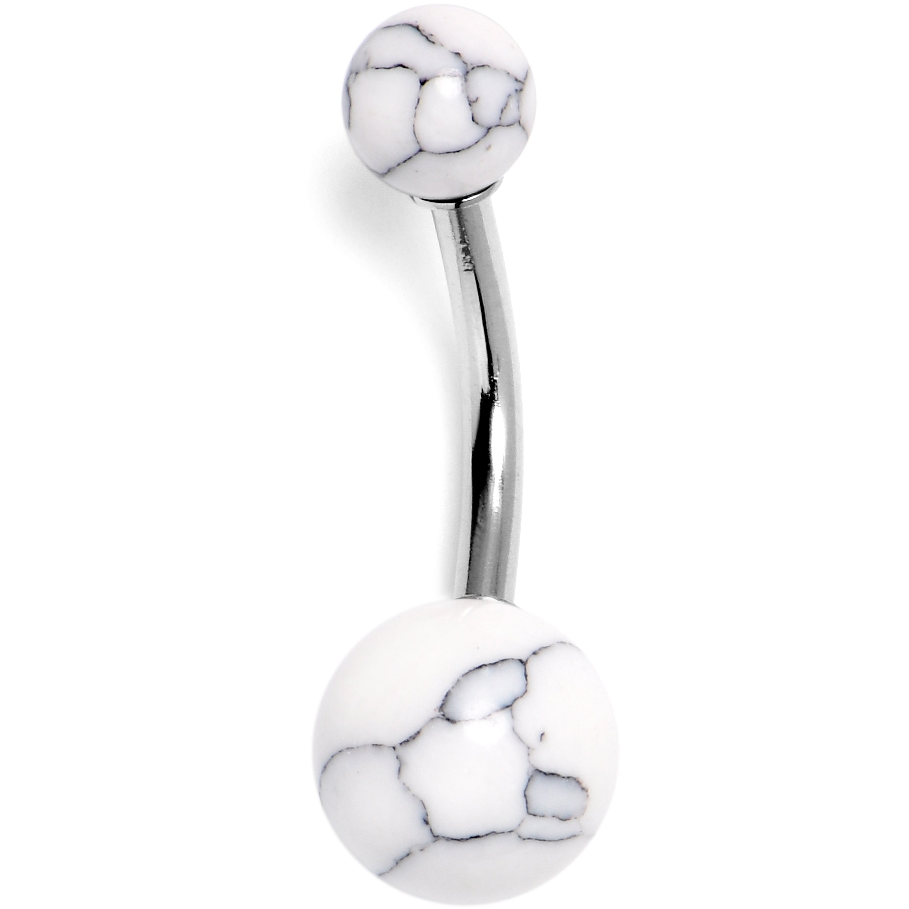 14 Gauge 3/8 White Howlite Natural Stone Belly Ring
