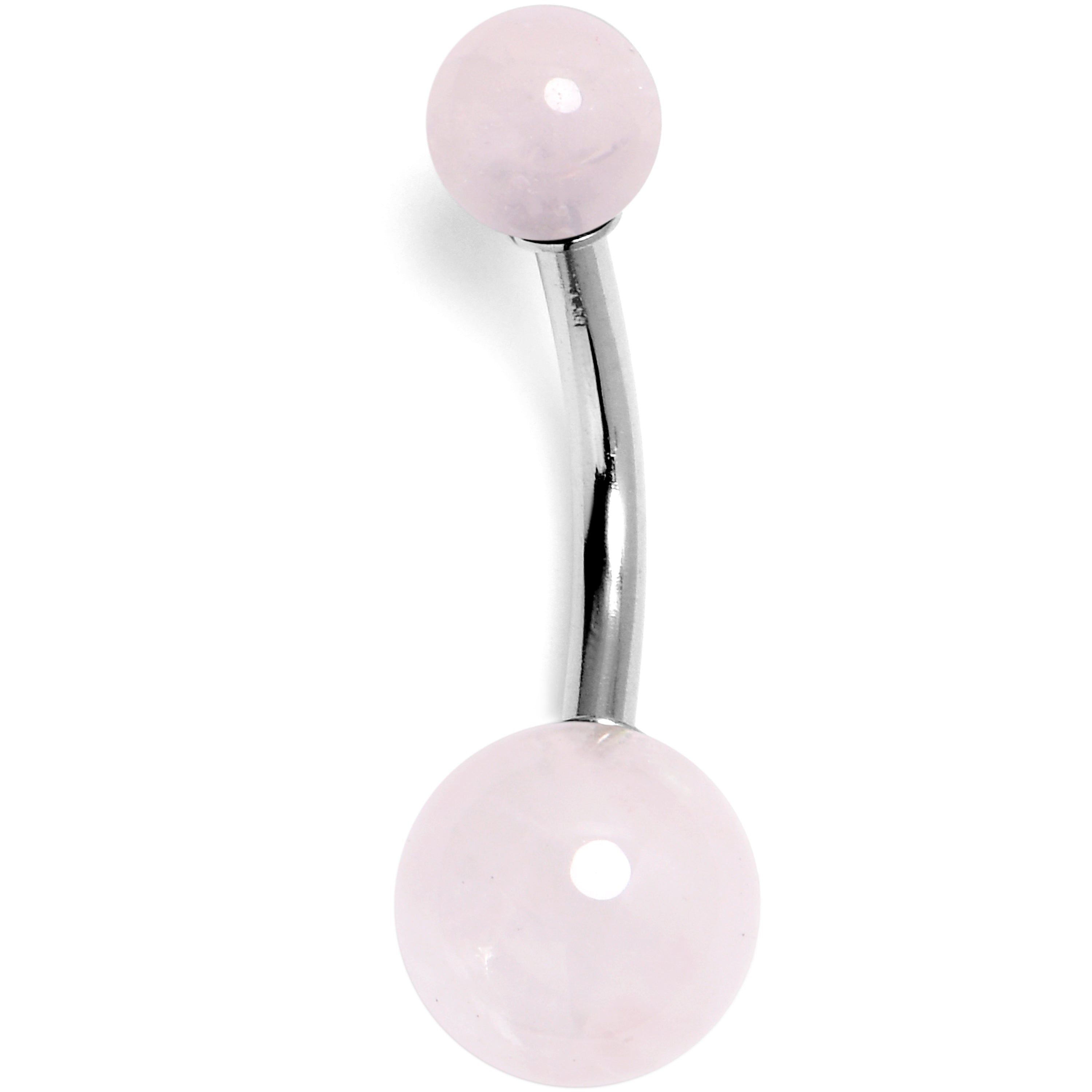 14G 3/8 Pink Crystal Natural Stone Belly Ring