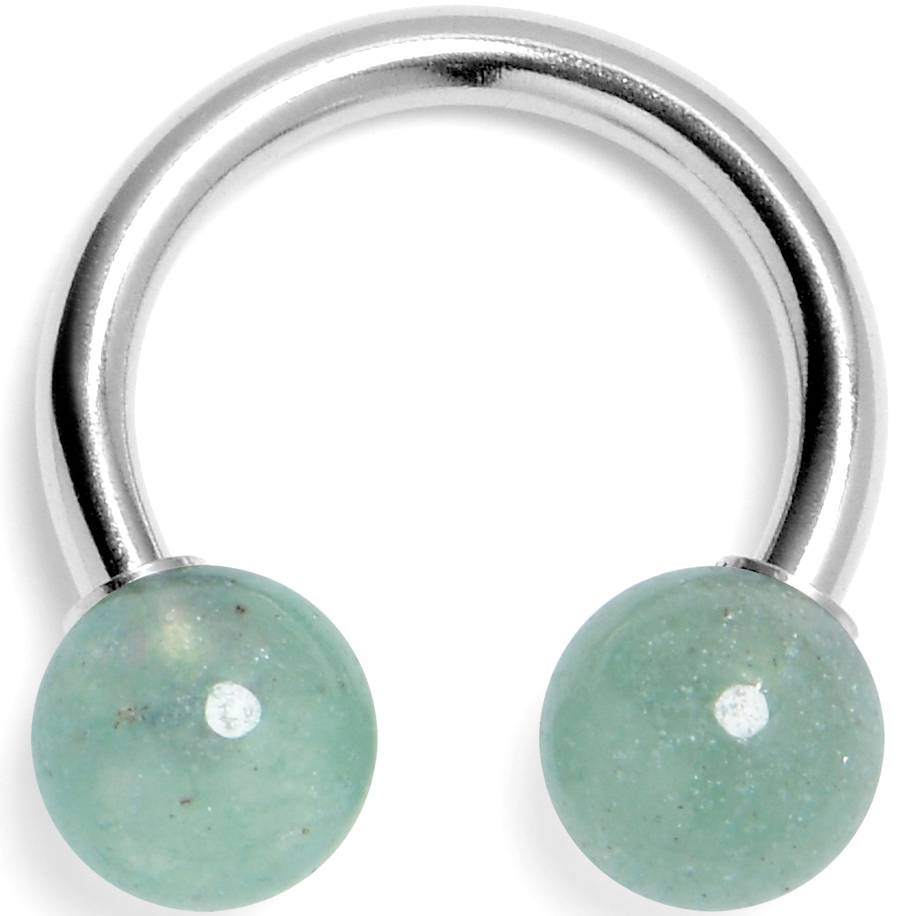 14G 3/8 Aventurine Natural Stone Horseshoe Circular Barbell