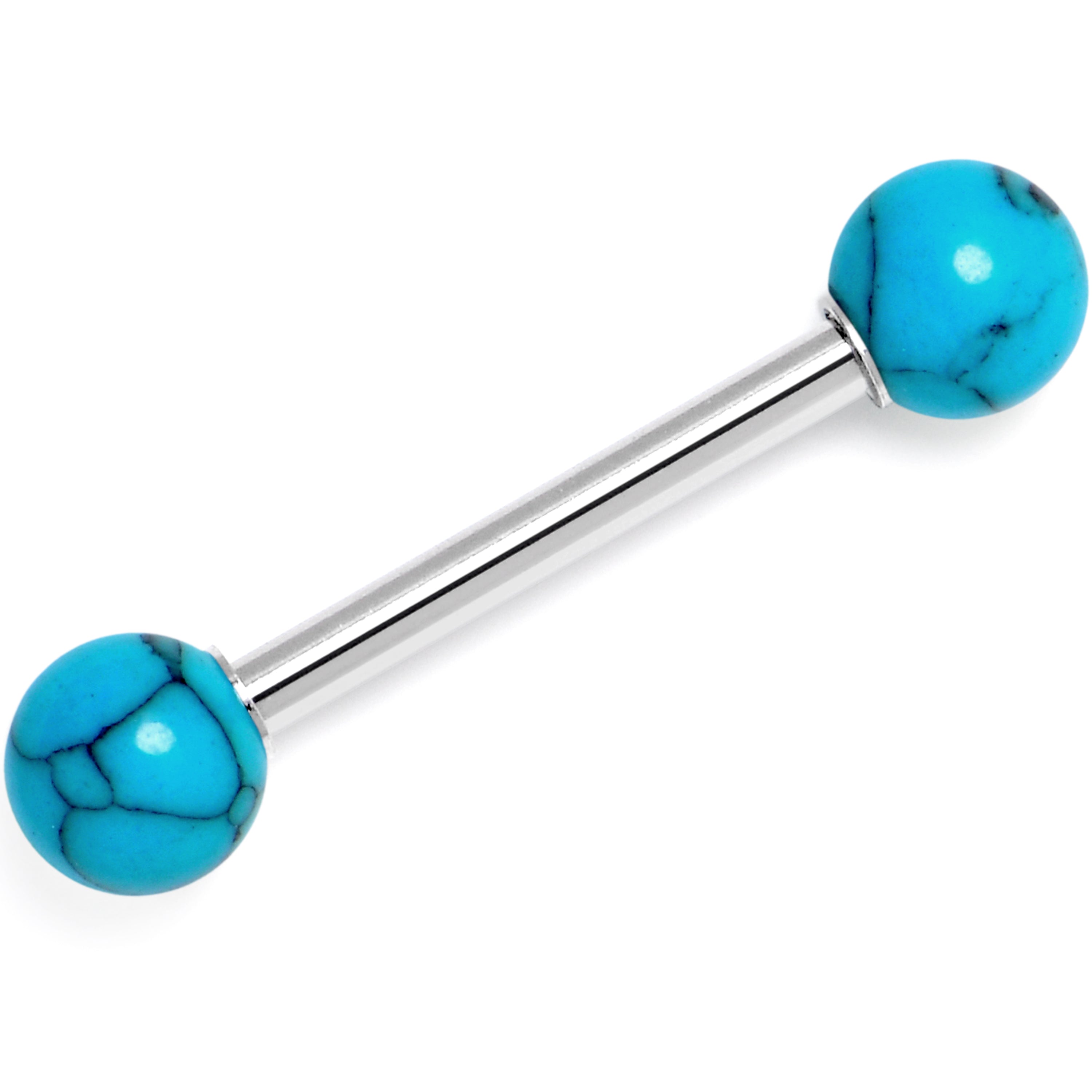14 Gauge 5/8 Blue Turquoise Natural Stone Tongue Ring