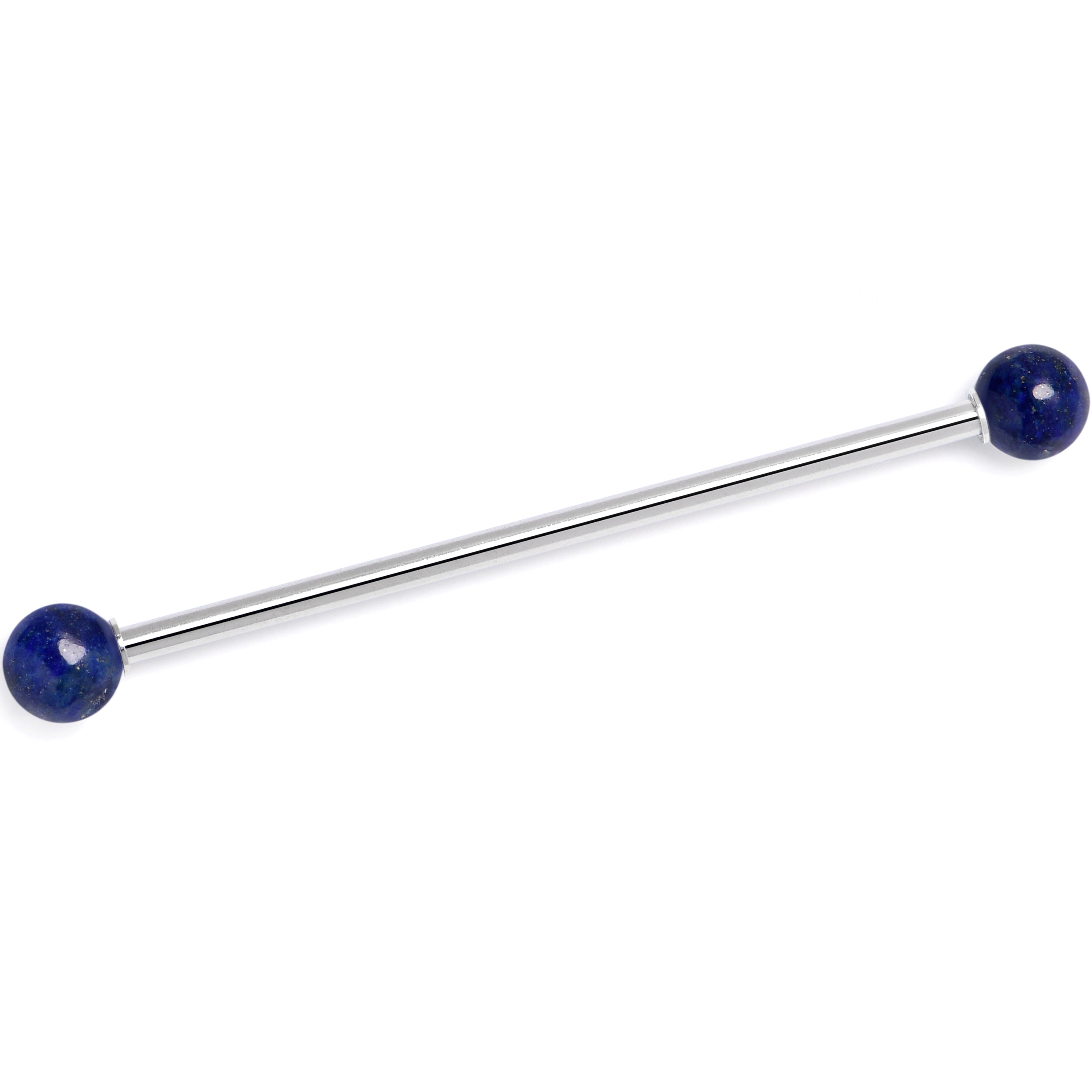 14 Gauge Blue Lapis Natural Stone Industrial Barbell 38mm