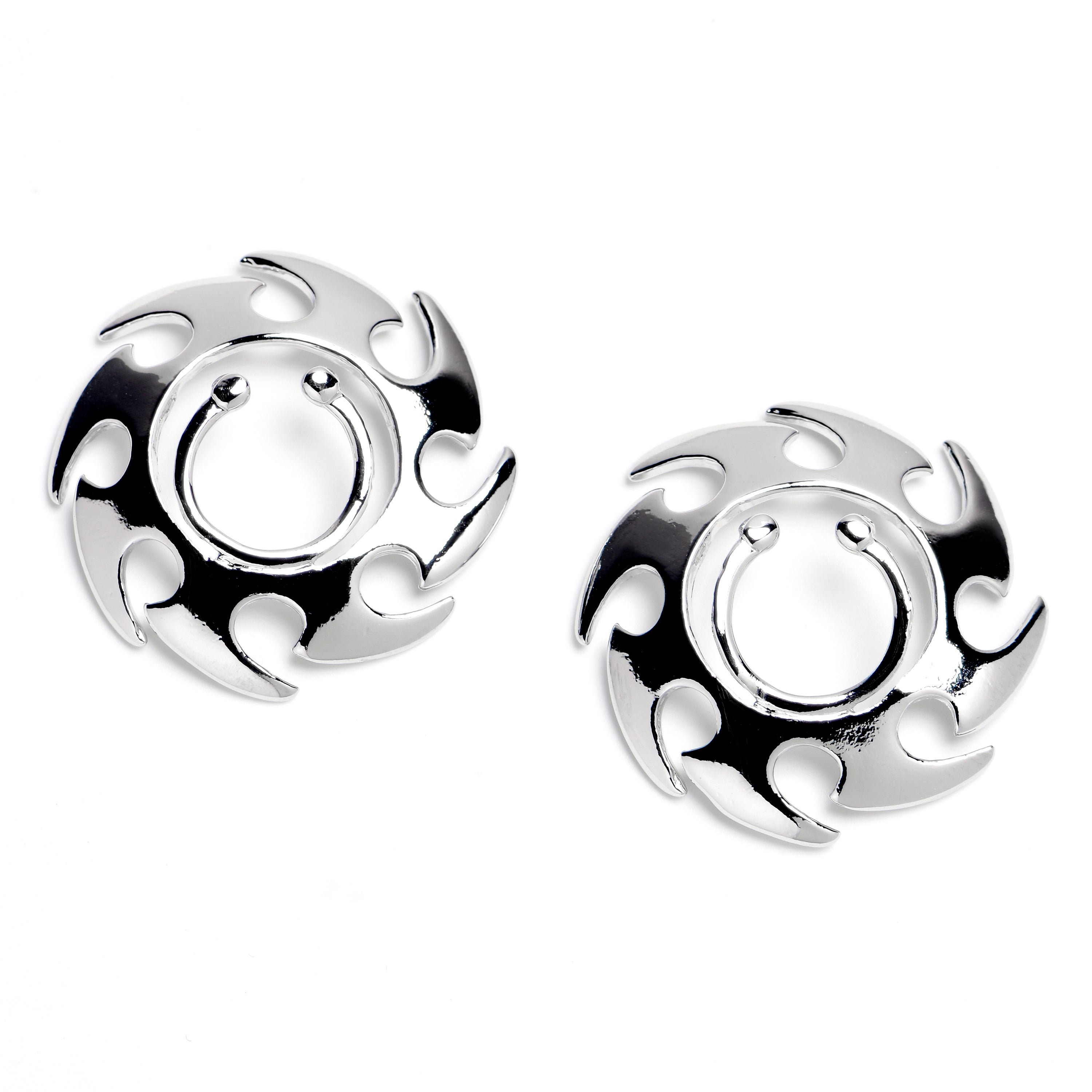 Stainless Steel Punk Edge Clip On Fake Nipple Shield Set