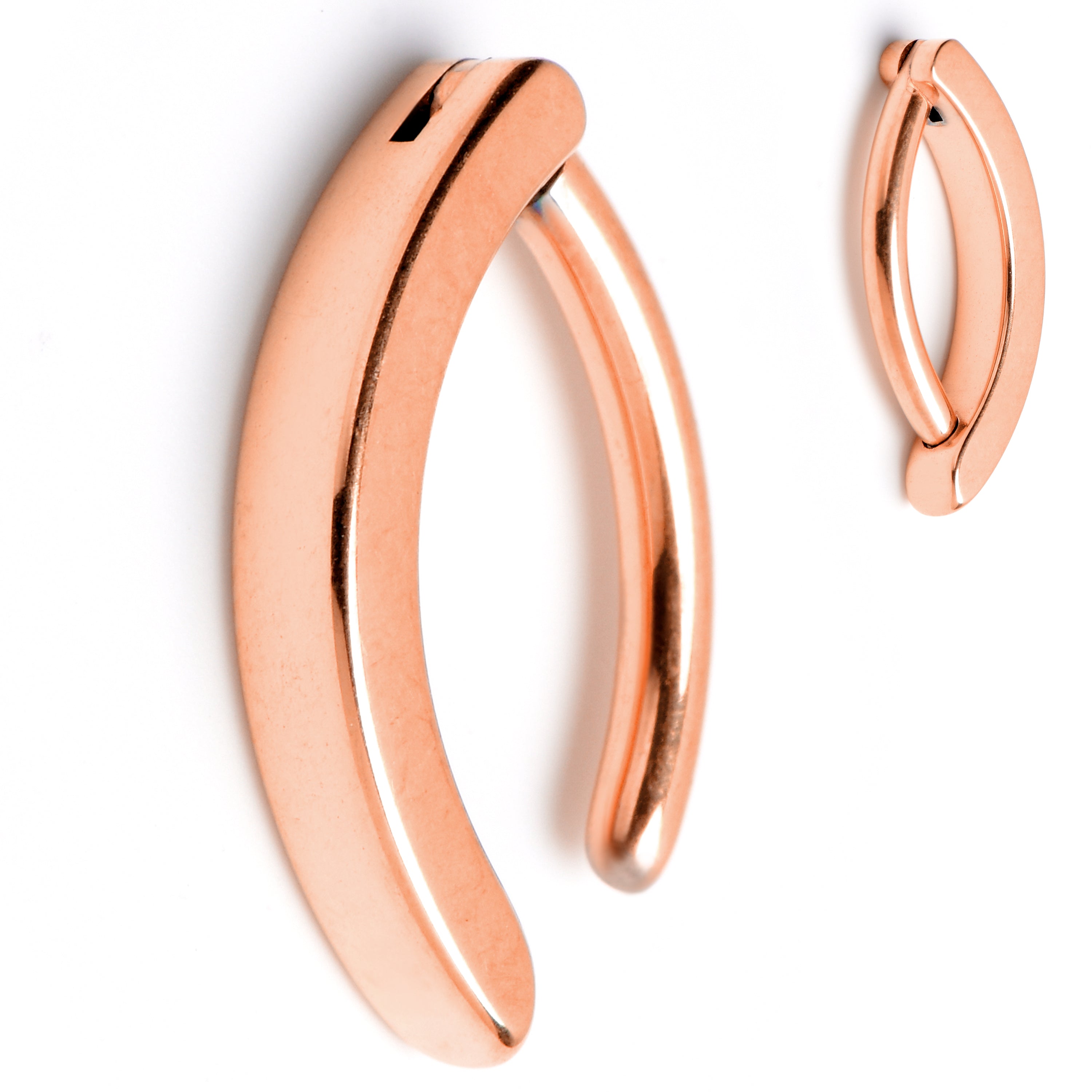 14G 3/8 Rose Gold Tone ASTM F-136 Implant Grade Titanium Hinged Hoop Belly Ring