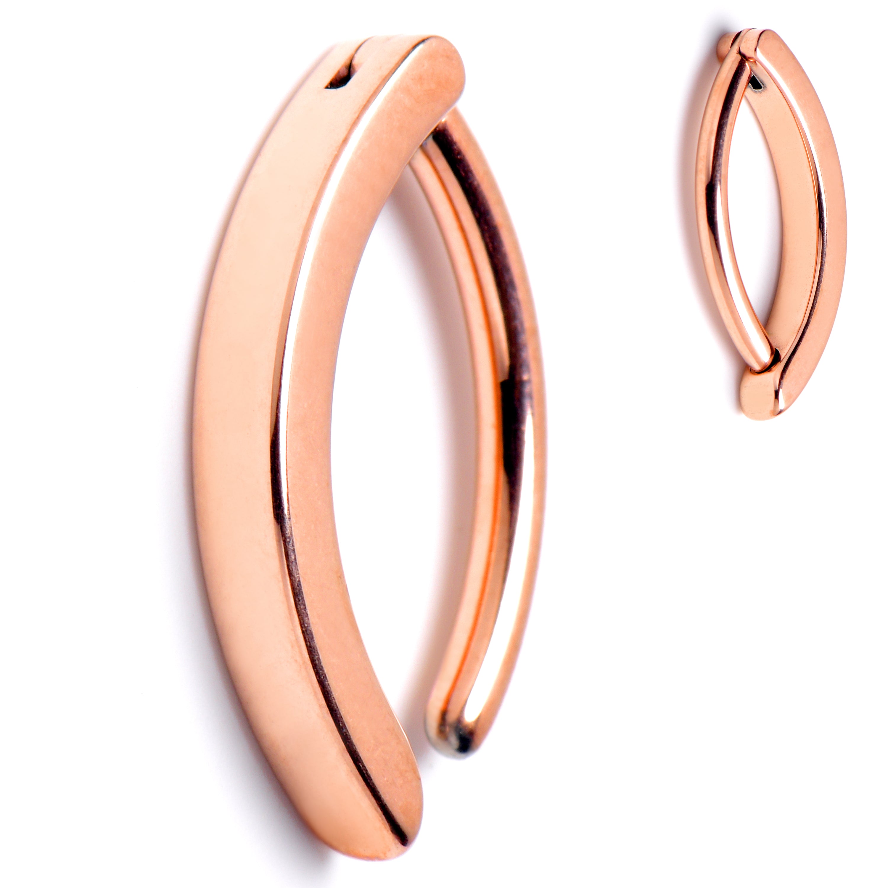 14 Gauge 1/2 Rose Gold Tone ASTM F-136 Implant Grade Titanium Hinged Hoop Belly Ring