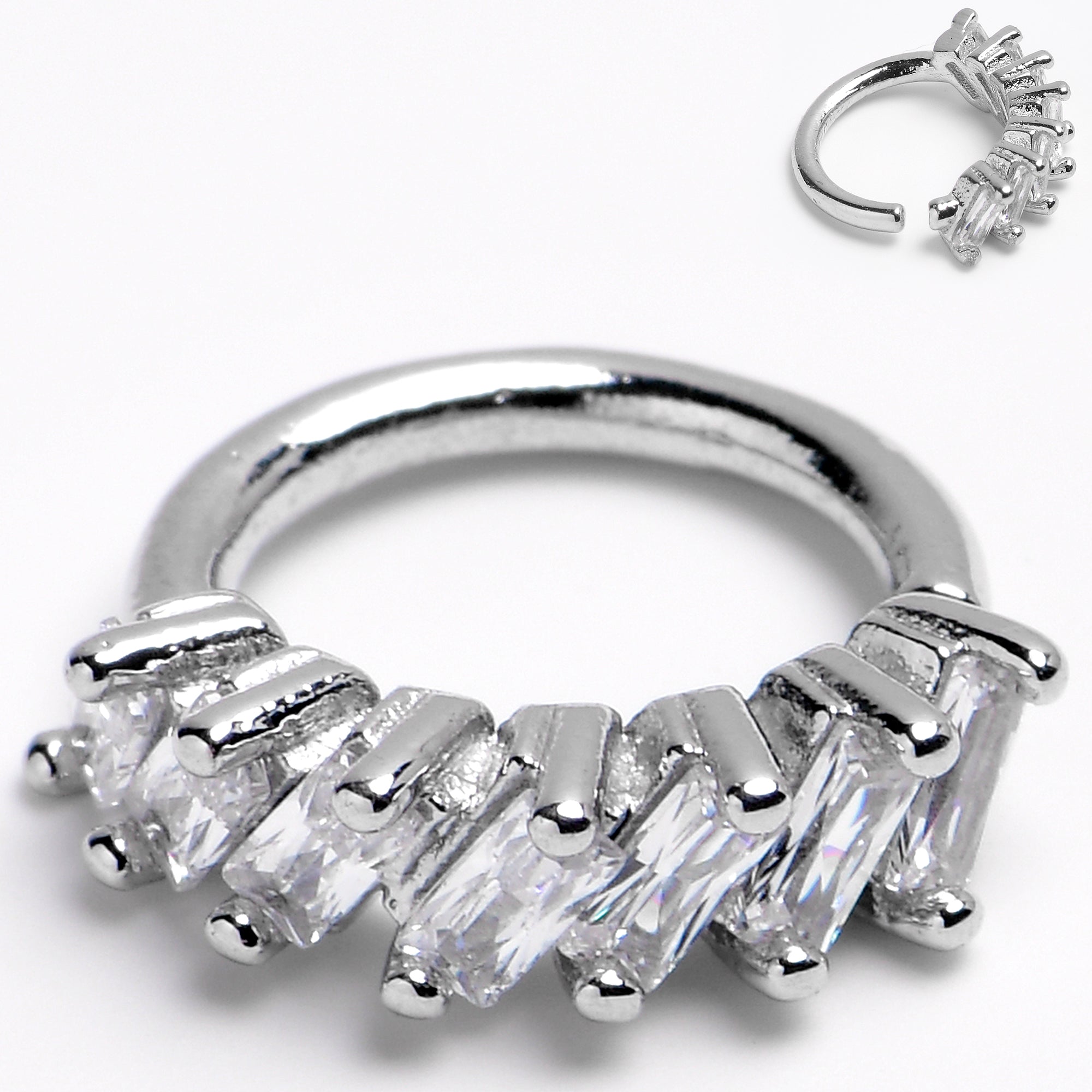 16G 5/16 Princess Cubic Zirconia Bendable Hoop