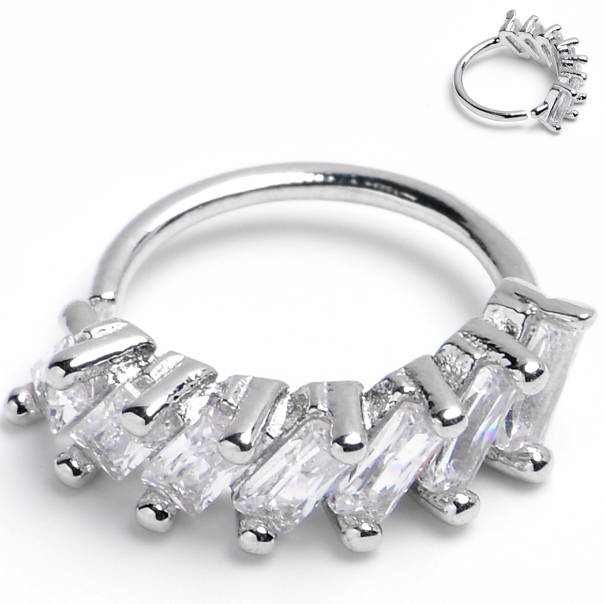 20G 5/16 Princess Cubic Zirconia Bendable Hoop