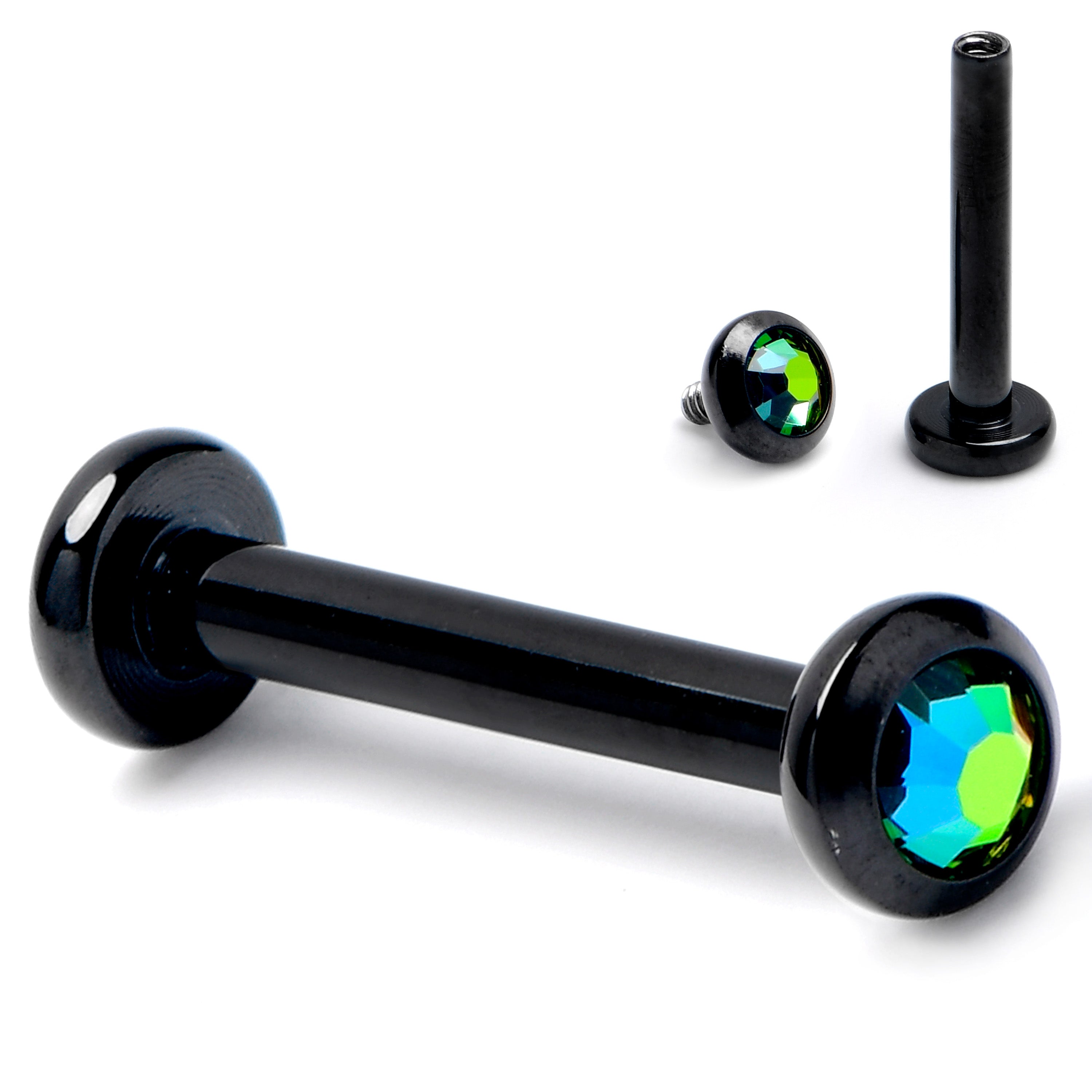 16G 5/16 Vitrail CZ Gem Black ASTM F-136 Implant Grade Titanium Internally Threaded Labret