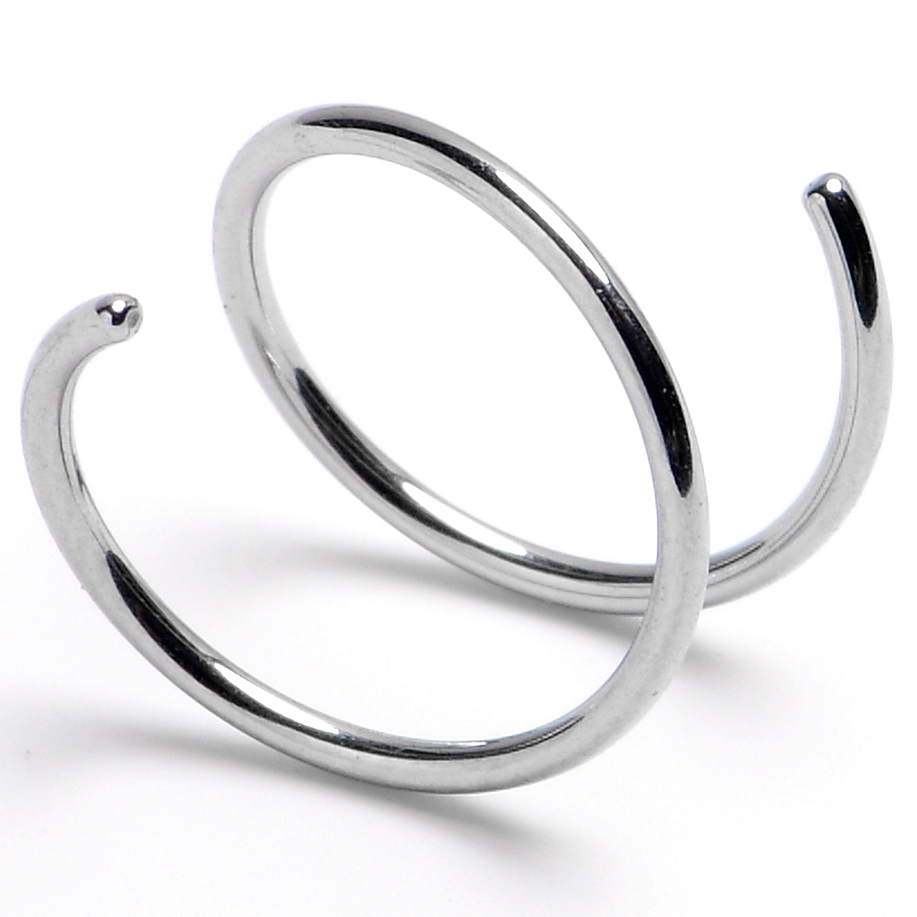 20 Gauge Double Hoop 316L Surgical Steel Right Spiral Nose Ring