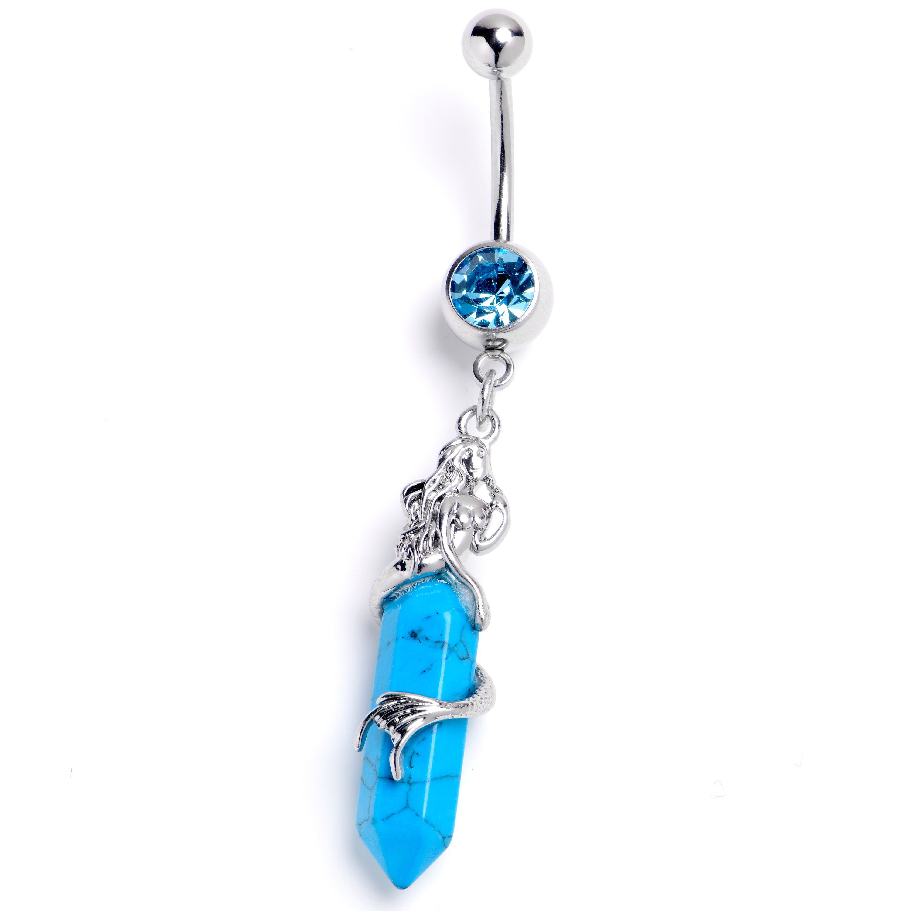 Blue Gem Mermaid Rider Dangle Belly Ring