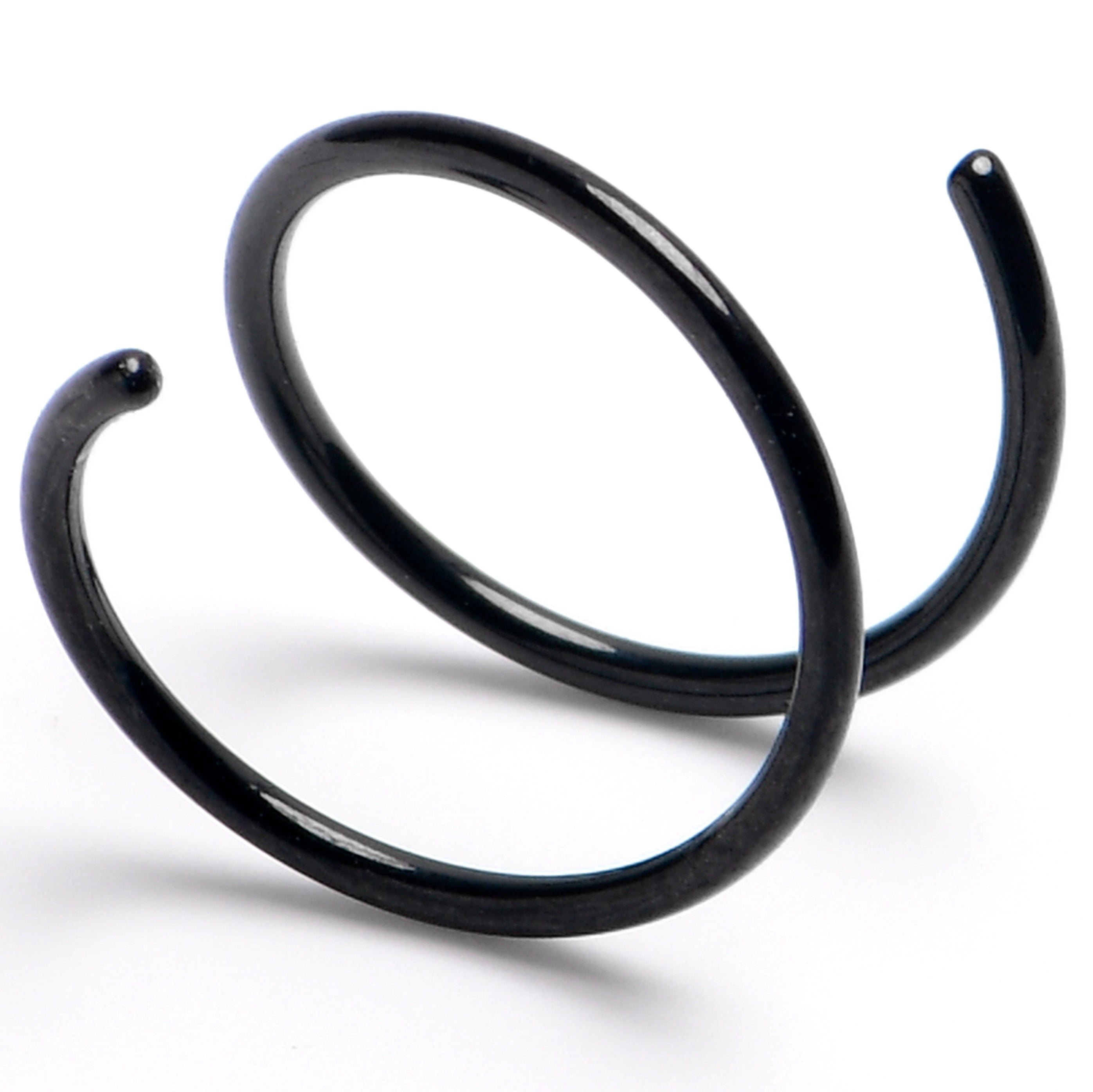 20 Gauge Nose Ring Black 316L Steel Double Hoop LEFT Spiral Nose Ring