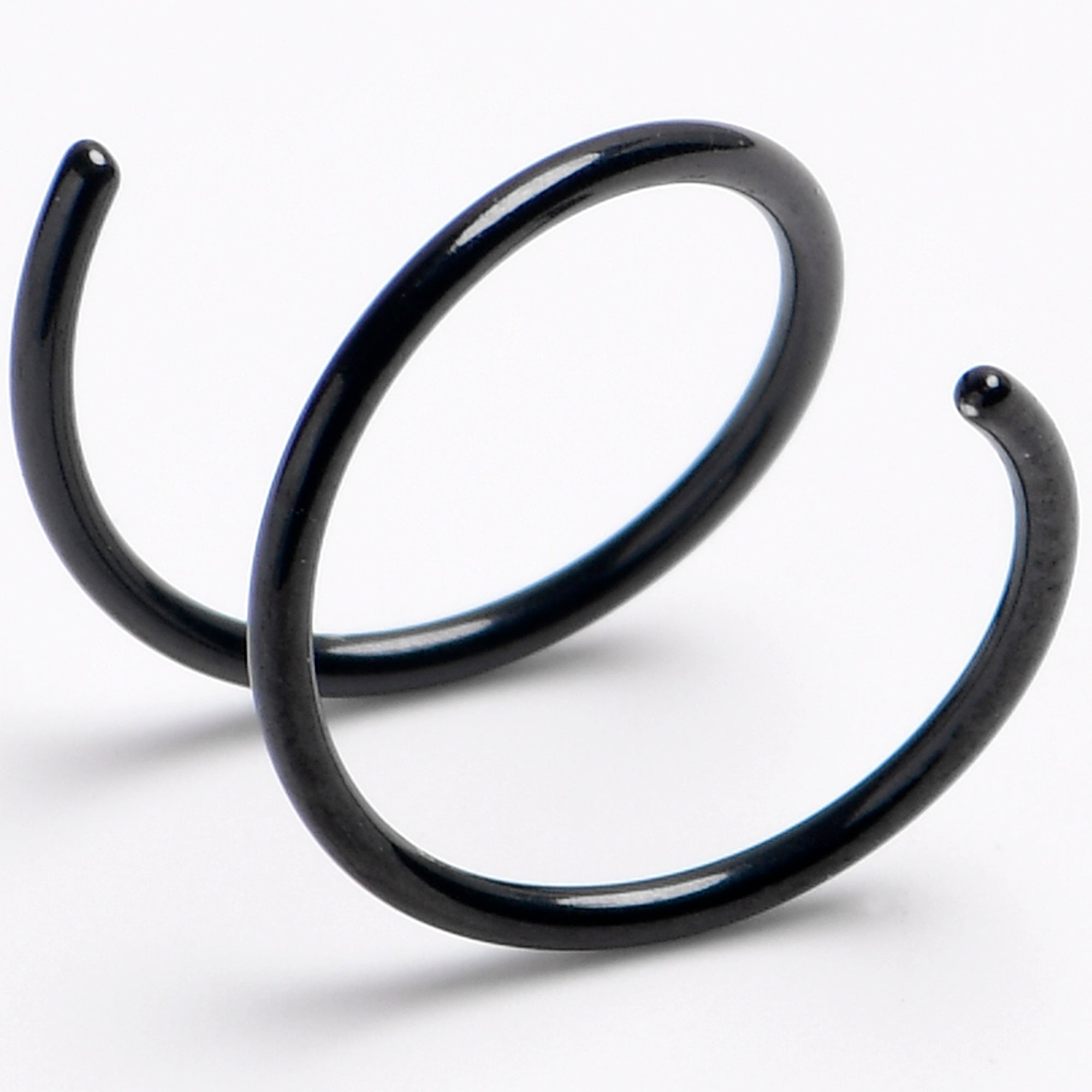 20 Gauge Nose Ring Black 316L Steel Double Hoop RIGHT Spiral Nose Ring