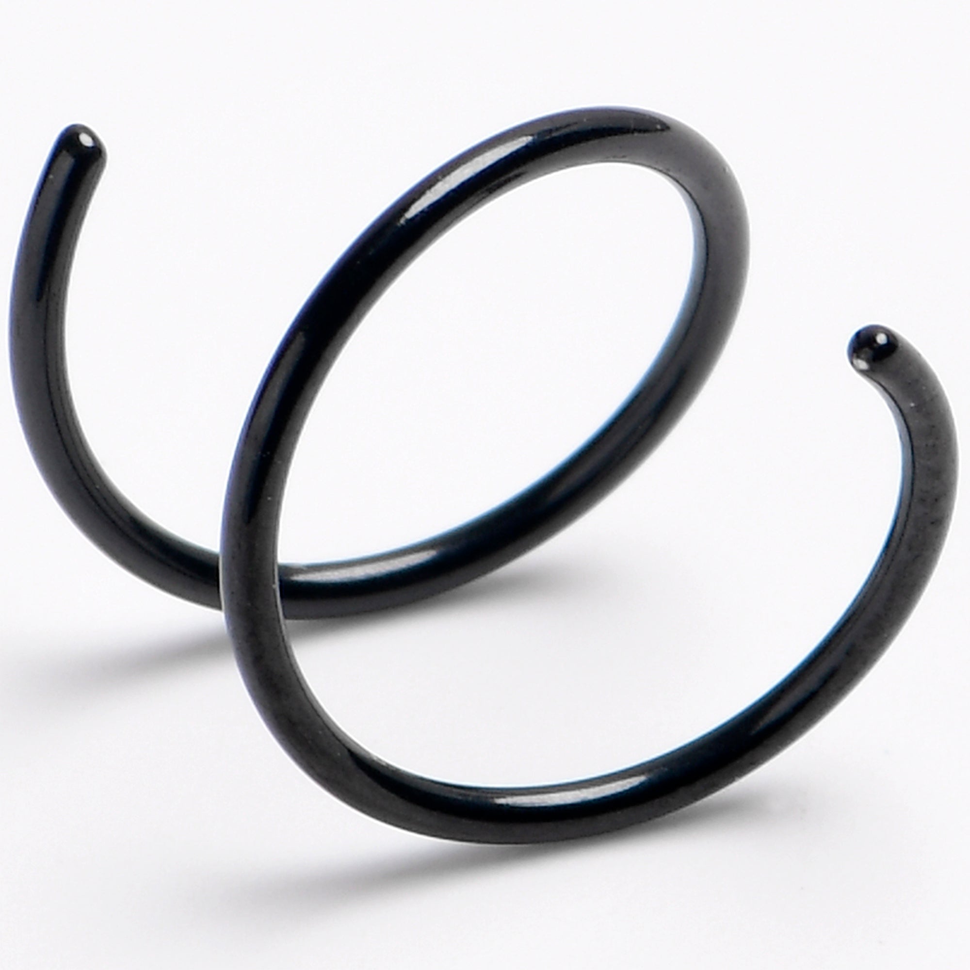 20G Nose Ring Black 316L Steel Double Hoop RIGHT Spiral Nose Ring