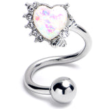 White Faux Opal Sunny Heart Spiral Twister Belly Ring