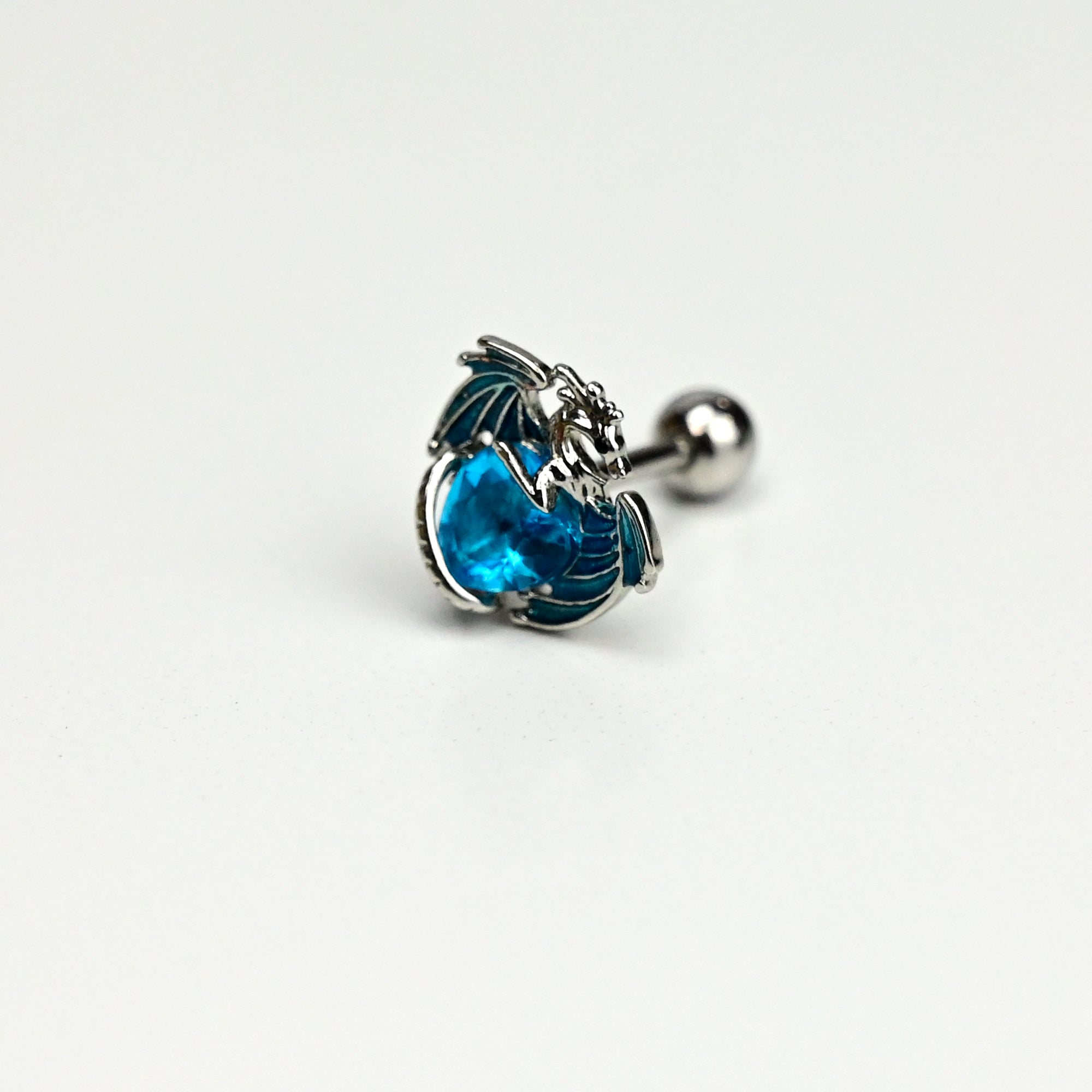 16G 5/16 Blue CZ Gem Heart Of Dragon Cartilage Tragus Earring