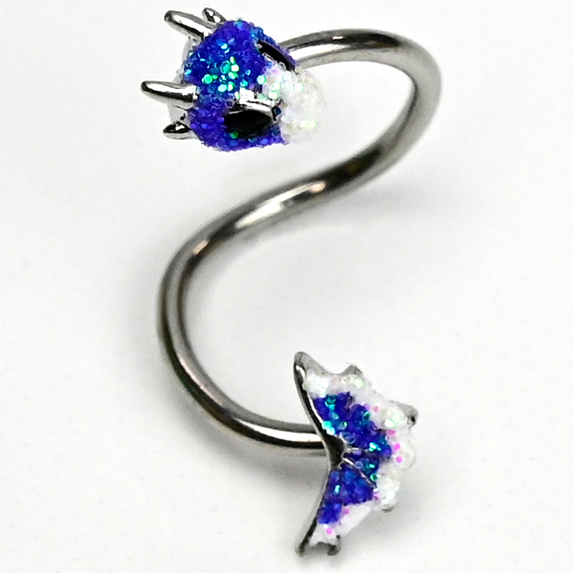 Sea Monster Glitter Blue Spiral Twister Belly Ring